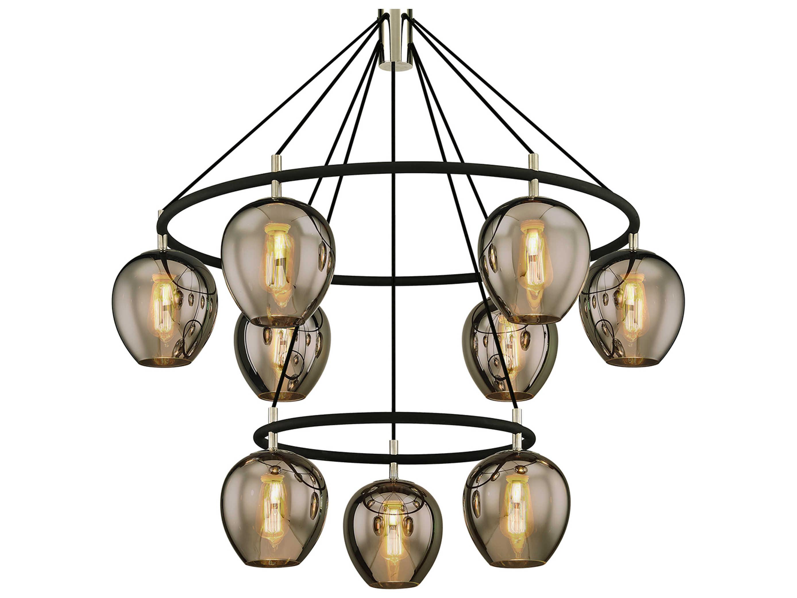 Troy Lighting Iliad 9-Light Carbide Black Glass Globe Chandelier