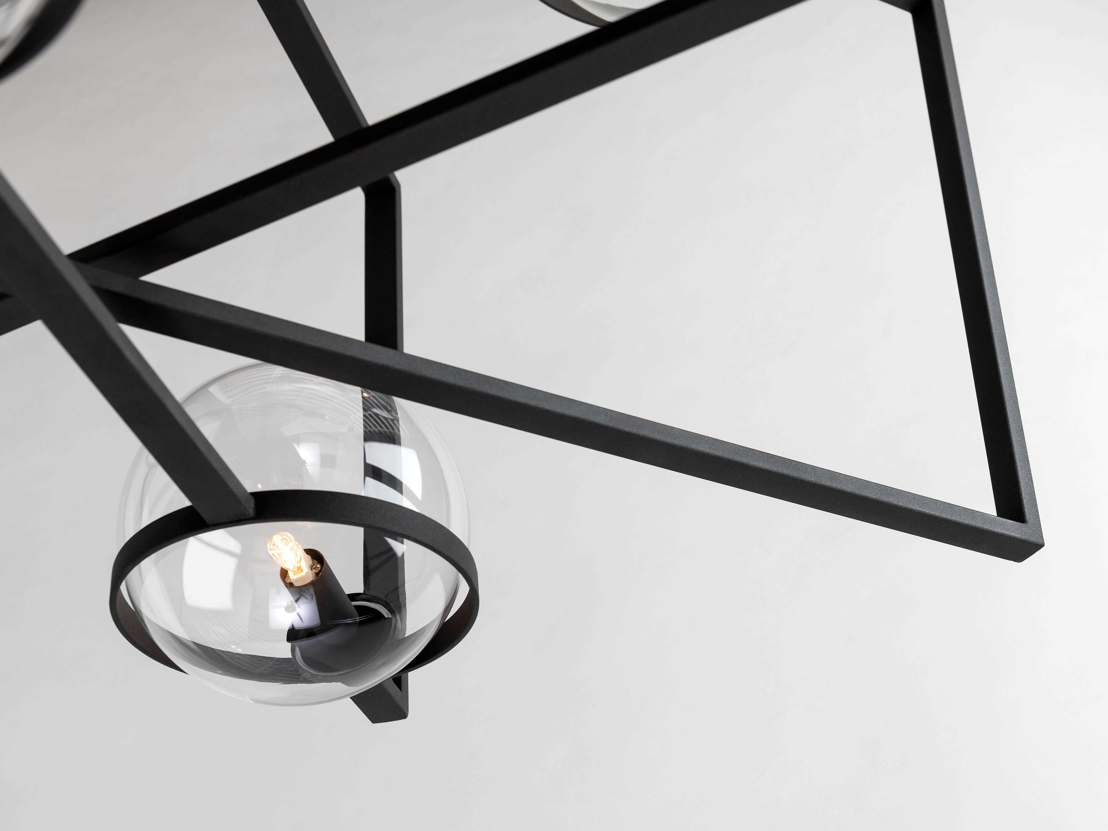 Troy Lighting Elliot 8-Light Textured Black Glass Globe Pendant