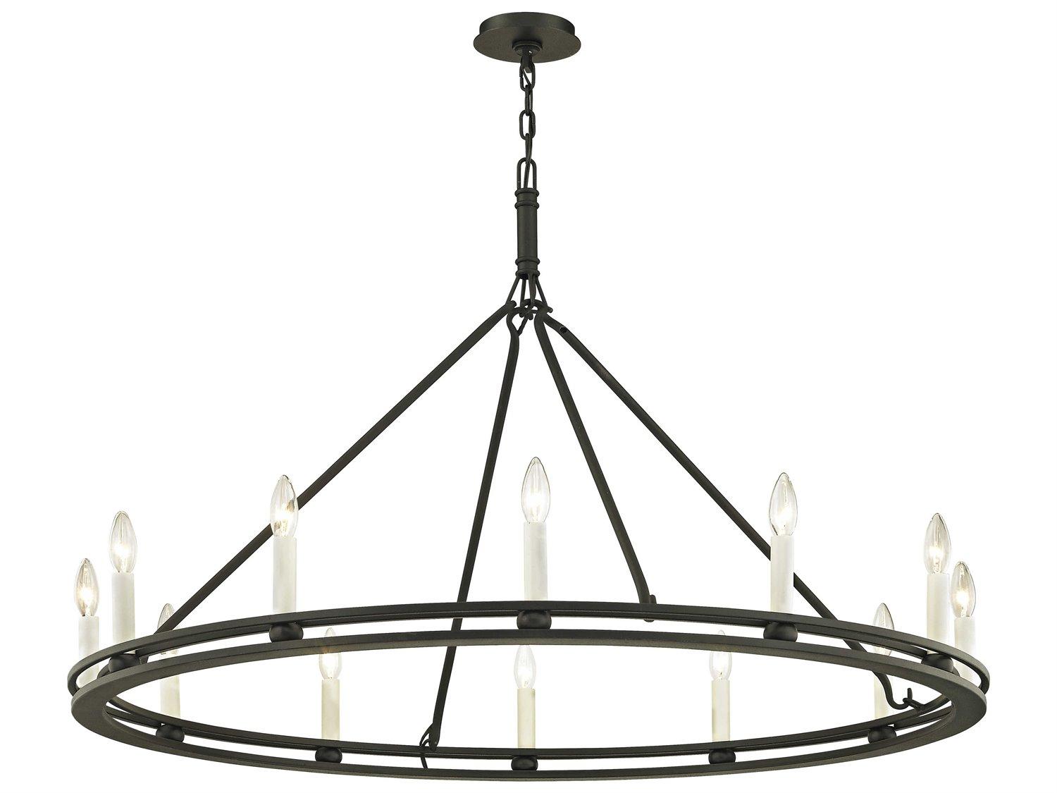 Troy Lighting Sutton 12-Light Textured Black Candelabra Chandelier