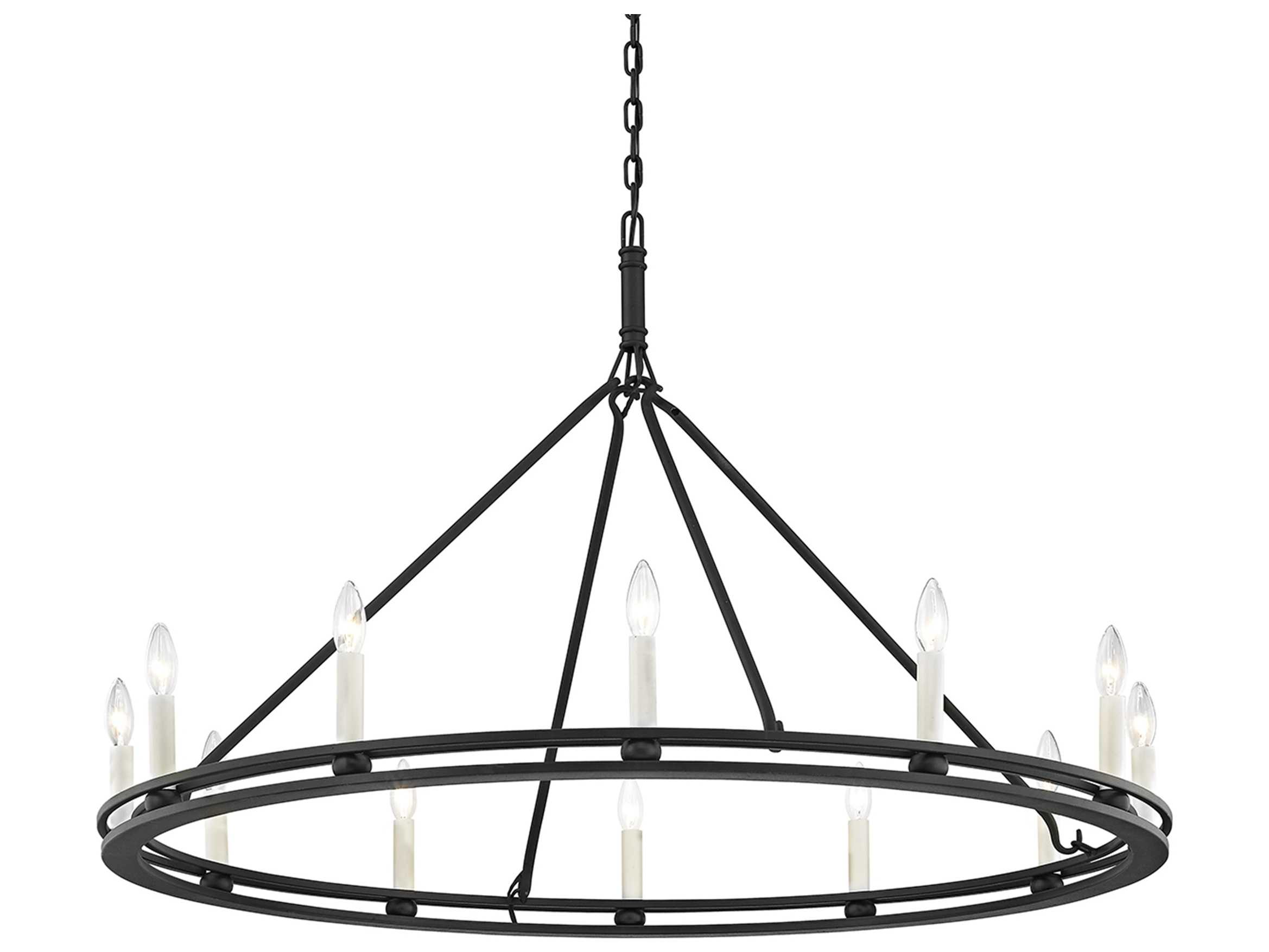 Troy Lighting Sutton 12-Light Textured Black Candelabra Chandelier