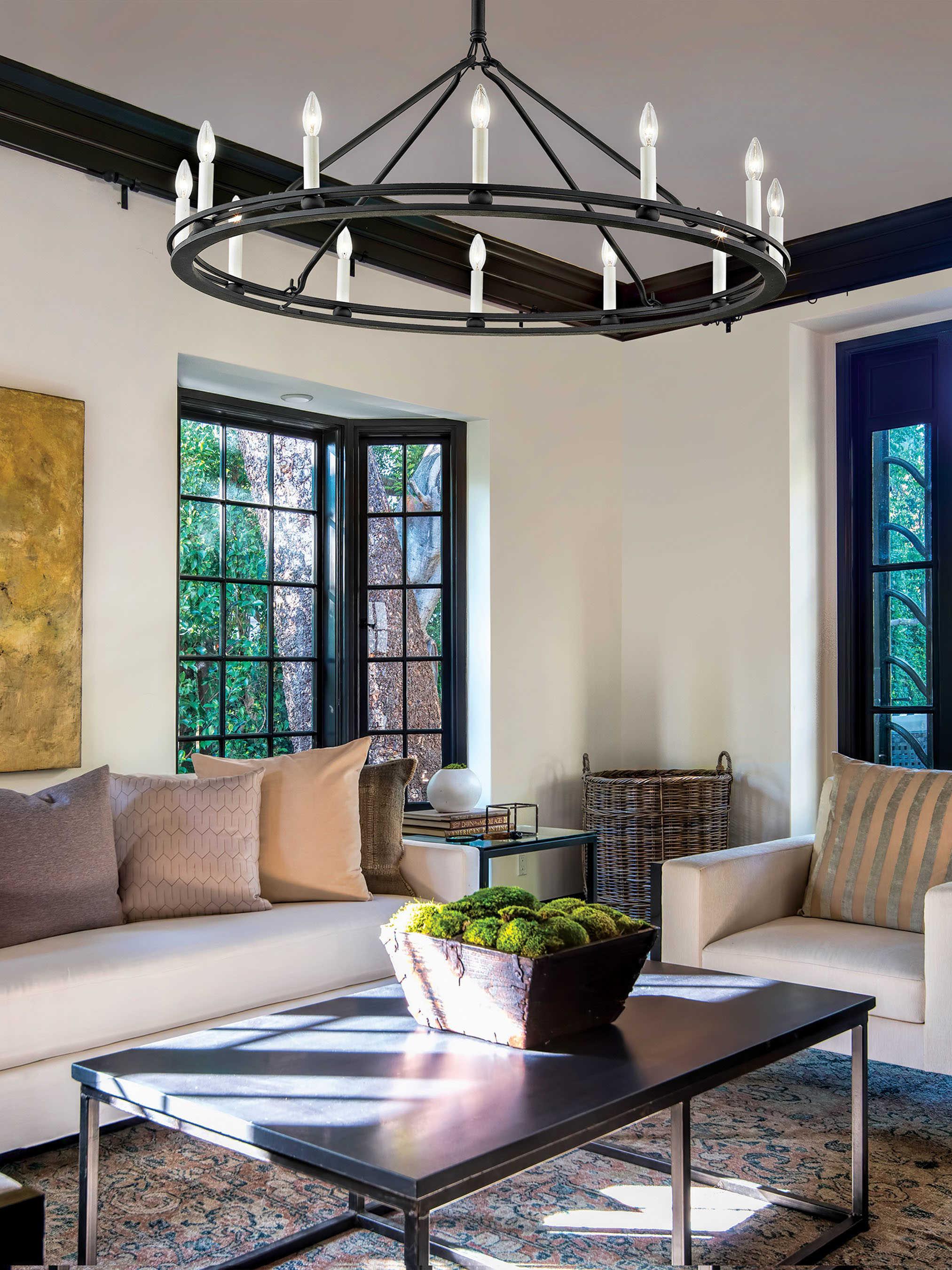 Troy Lighting Sutton 12-Light Textured Black Candelabra Chandelier