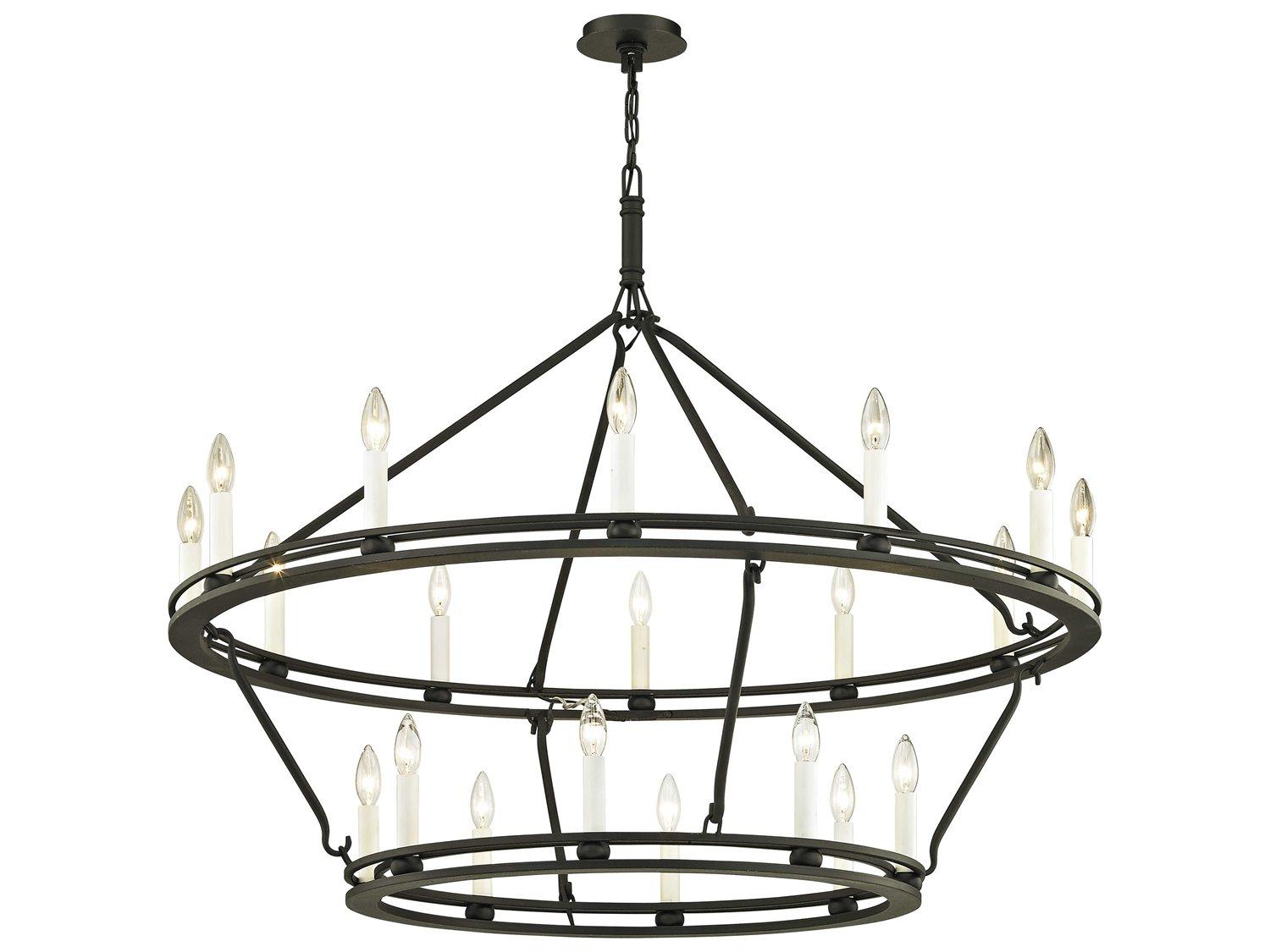 Troy Lighting Sutton 20-Light Textured Black Candelabra Tiered Chandelier