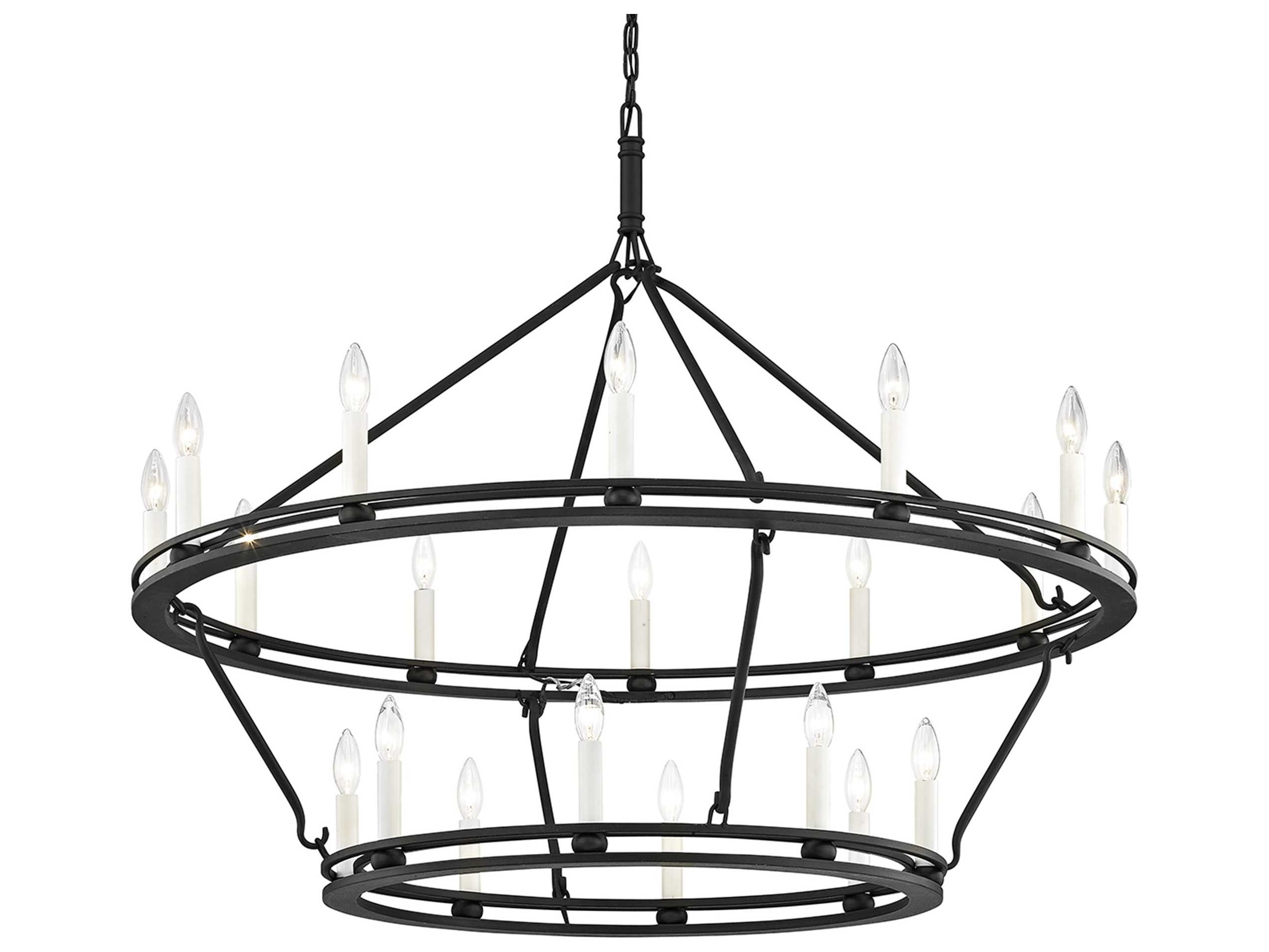Troy Lighting Sutton 20-Light Textured Black Candelabra Tiered Chandelier
