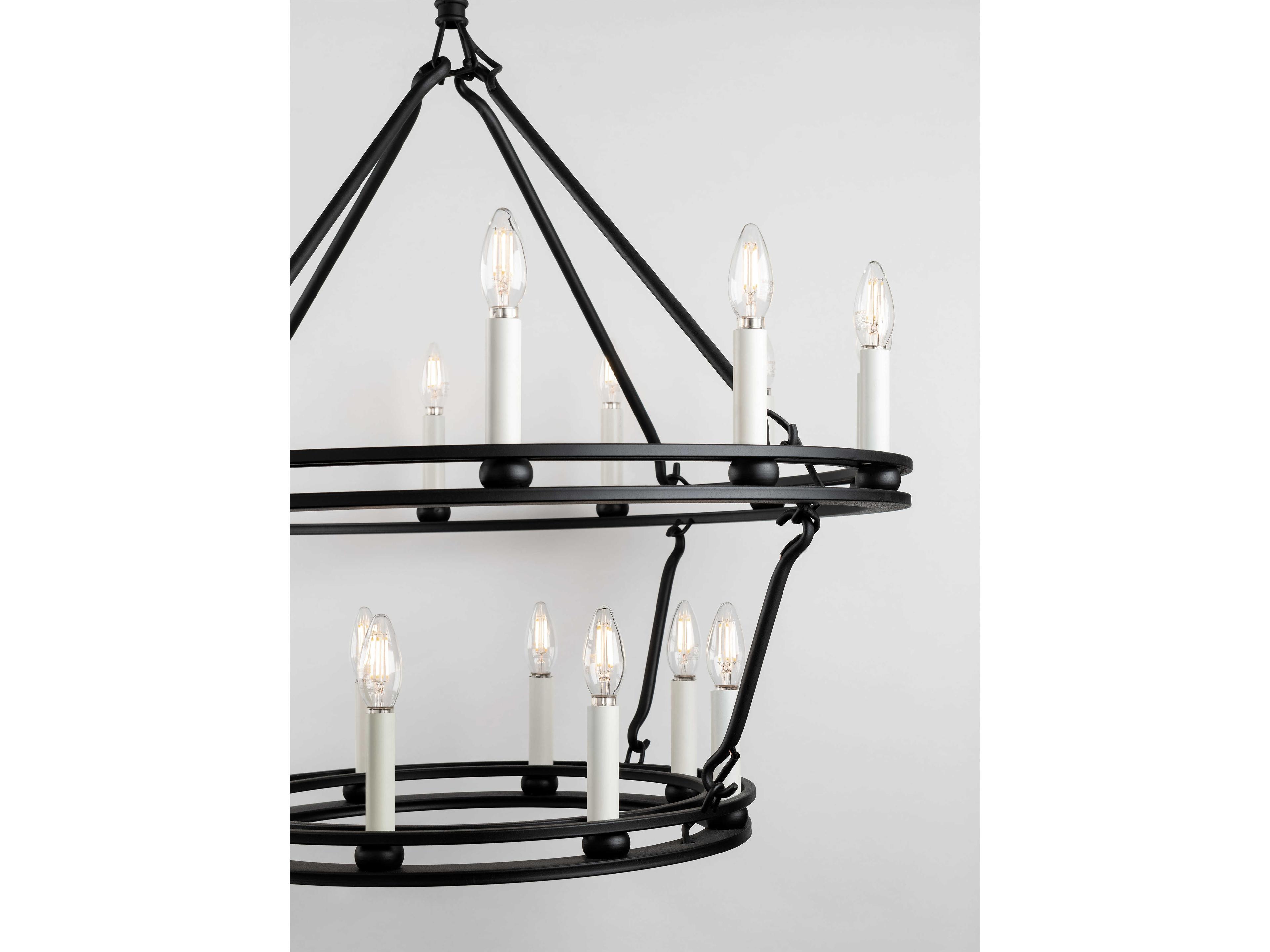Troy Lighting Sutton 20-Light Textured Black Candelabra Tiered Chandelier
