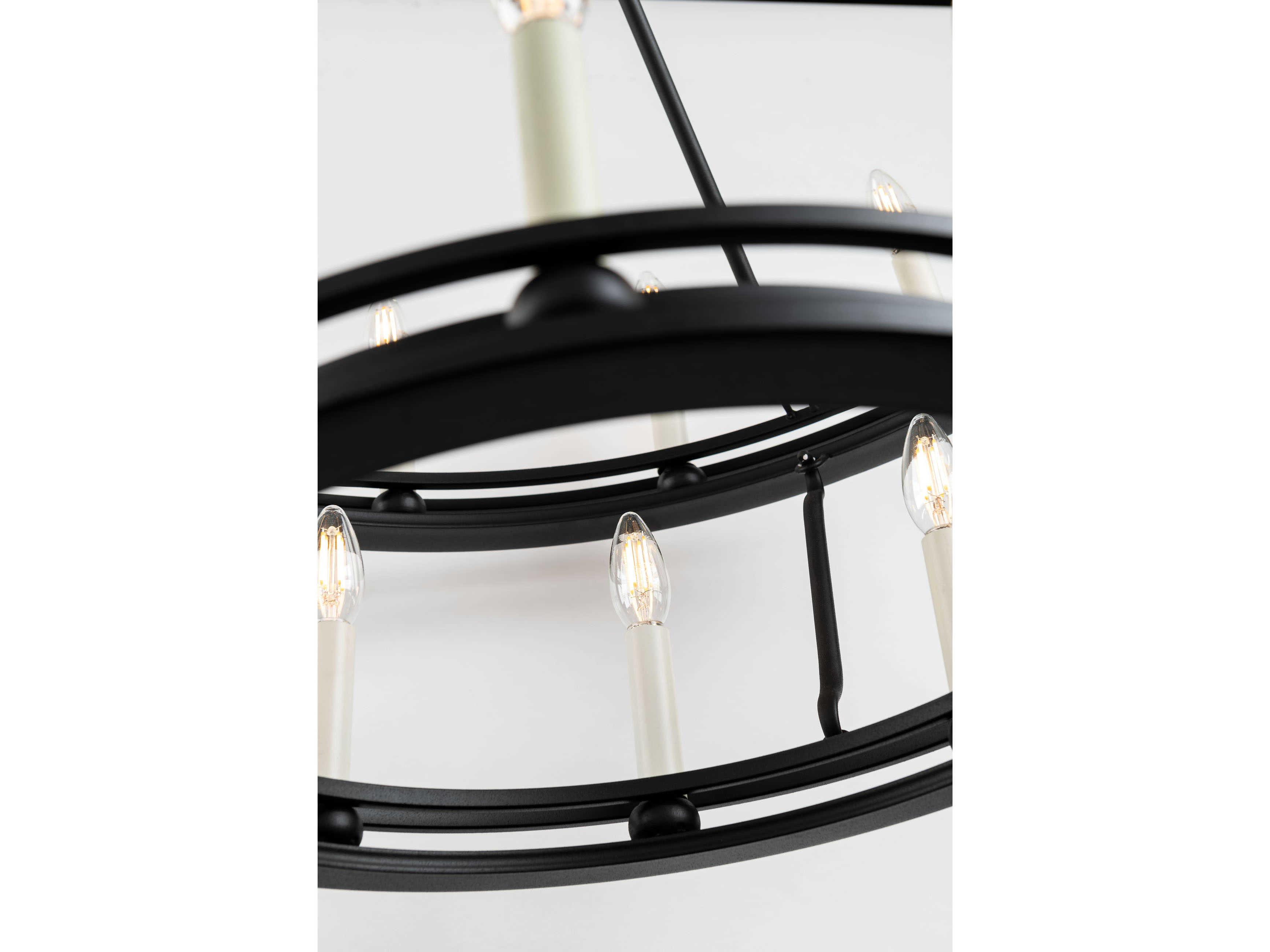 Troy Lighting Sutton 20-Light Textured Black Candelabra Tiered Chandelier