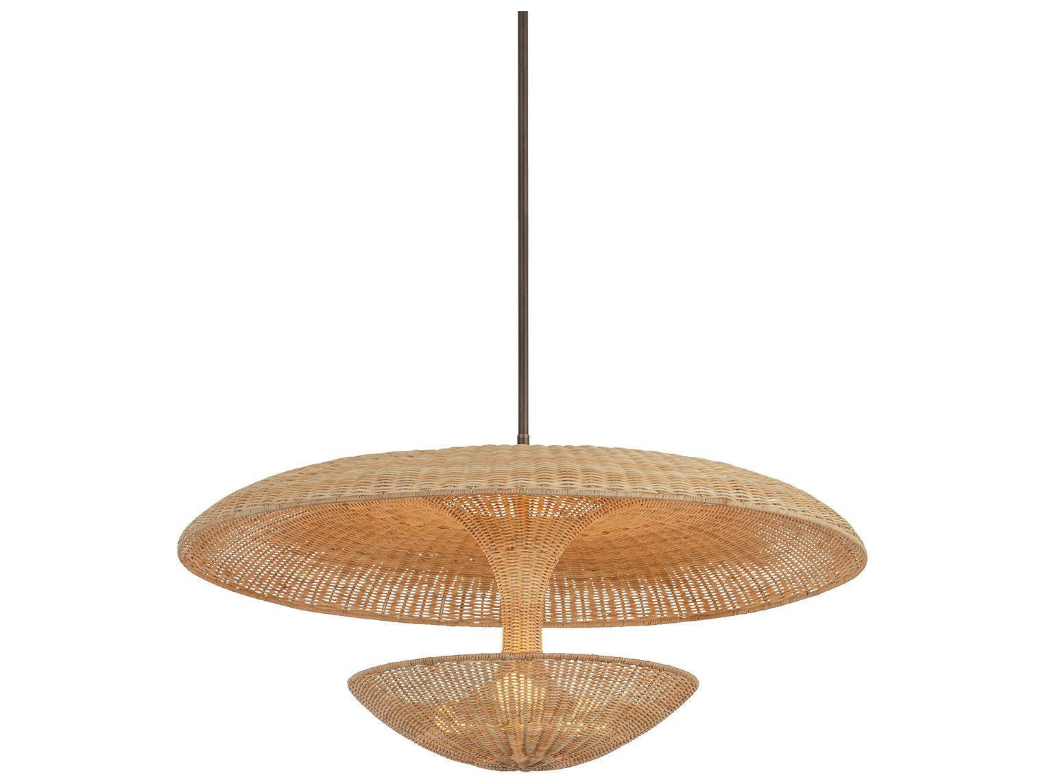 Troy Lighting Draco 3-Light Bronze Leaf Bowl Geometric Pendant