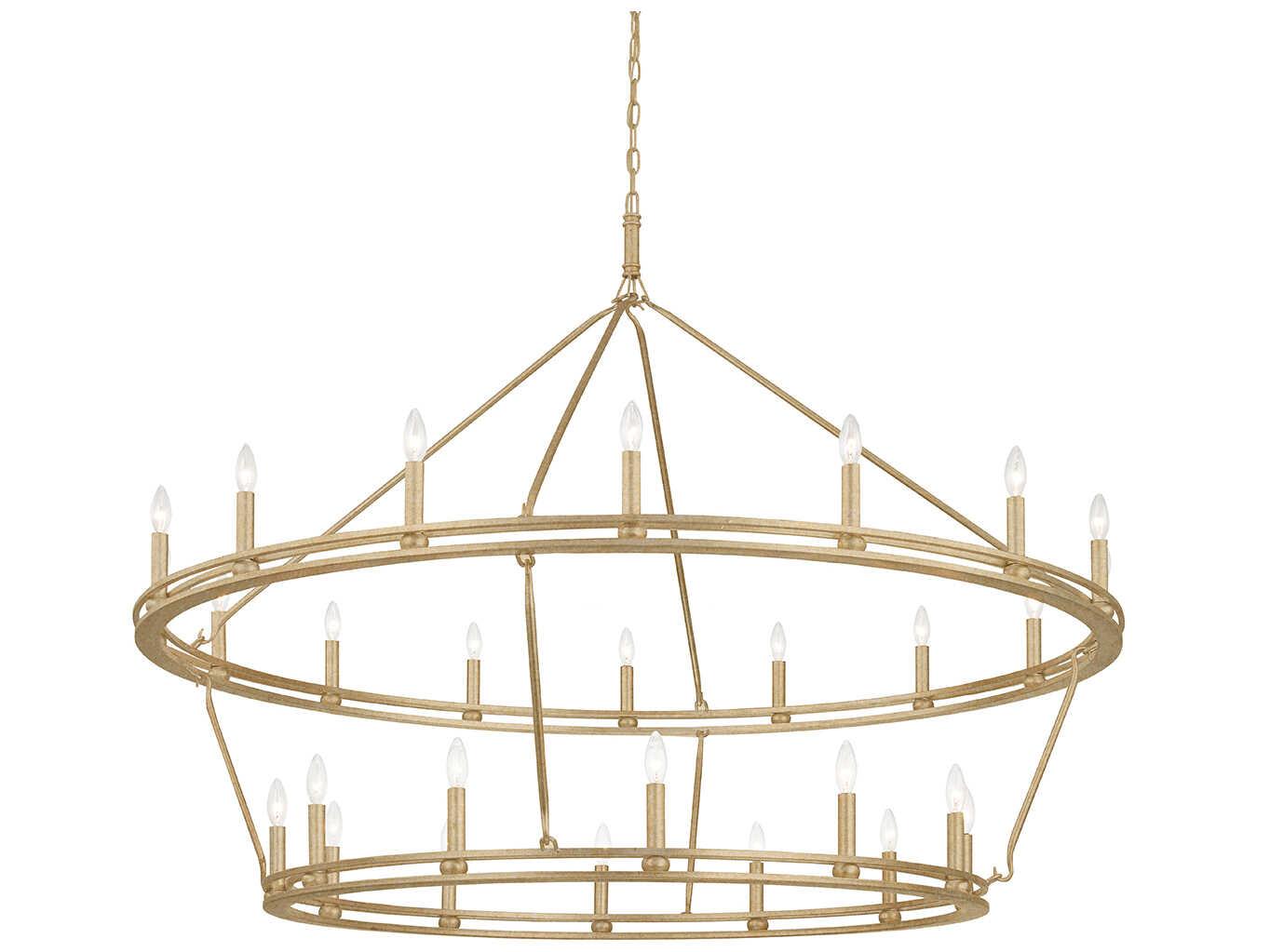 Troy Lighting Sutton 28-Light Champagne Silver Leaf Candelabra Tiered Chandelier