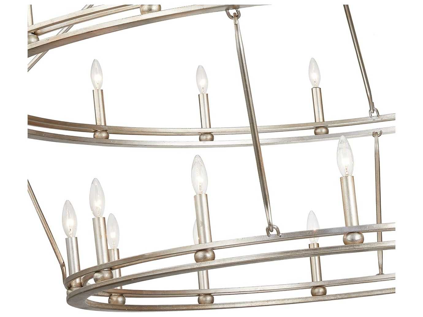 Troy Lighting Sutton 28-Light Champagne Silver Leaf Candelabra Tiered Chandelier