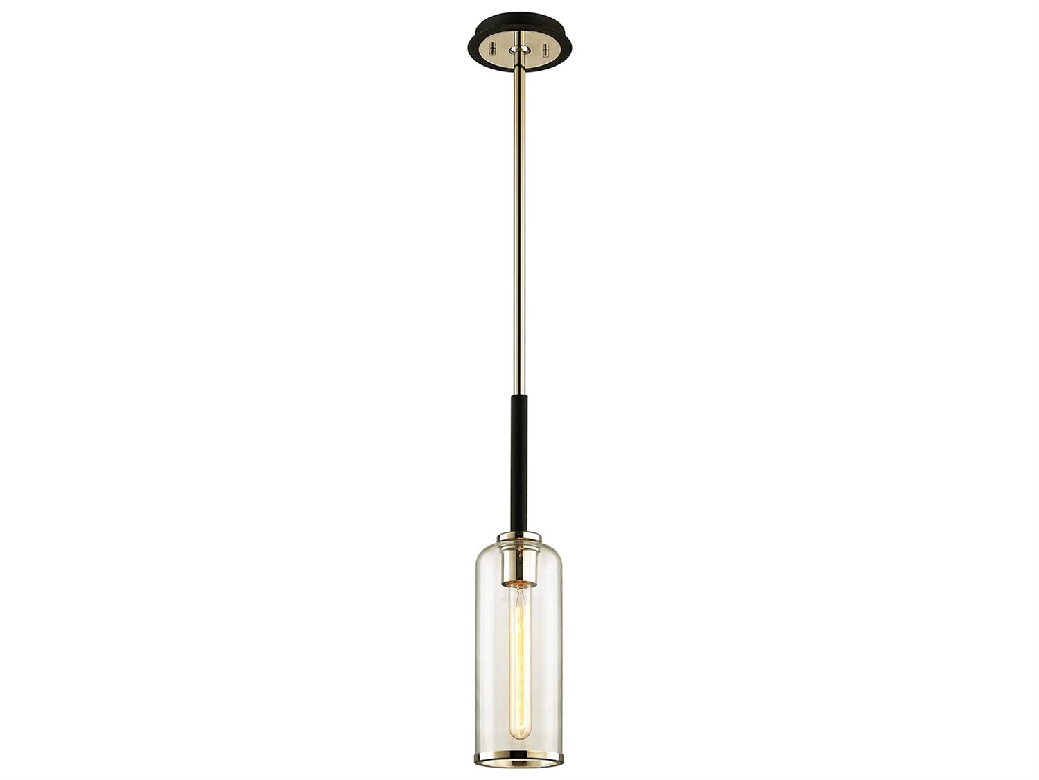 Troy Lighting Aeon 1-Light Carbide Black Glass Cylinder Mini Pendant