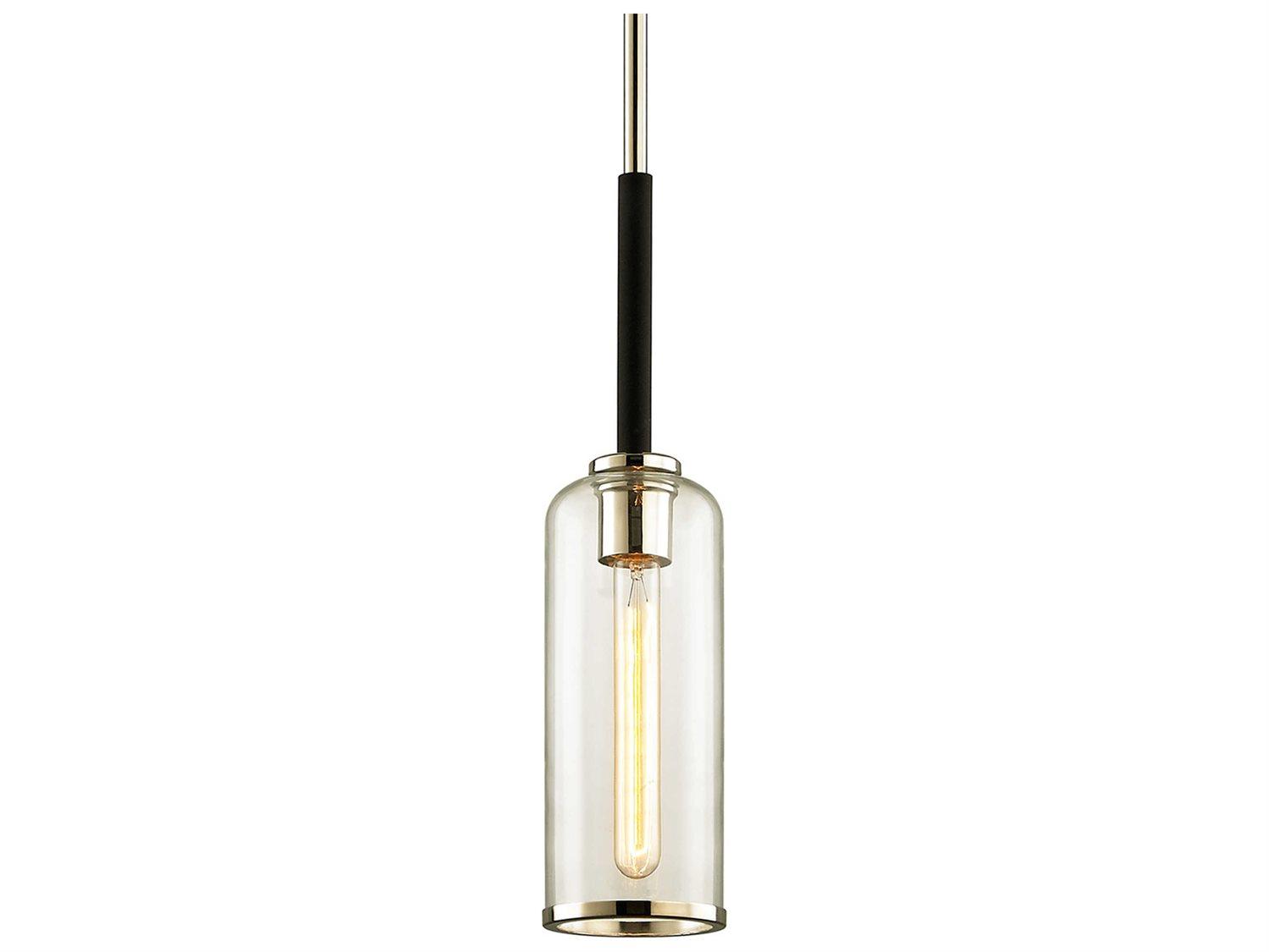 Troy Lighting Aeon 1-Light Carbide Black Glass Cylinder Mini Pendant