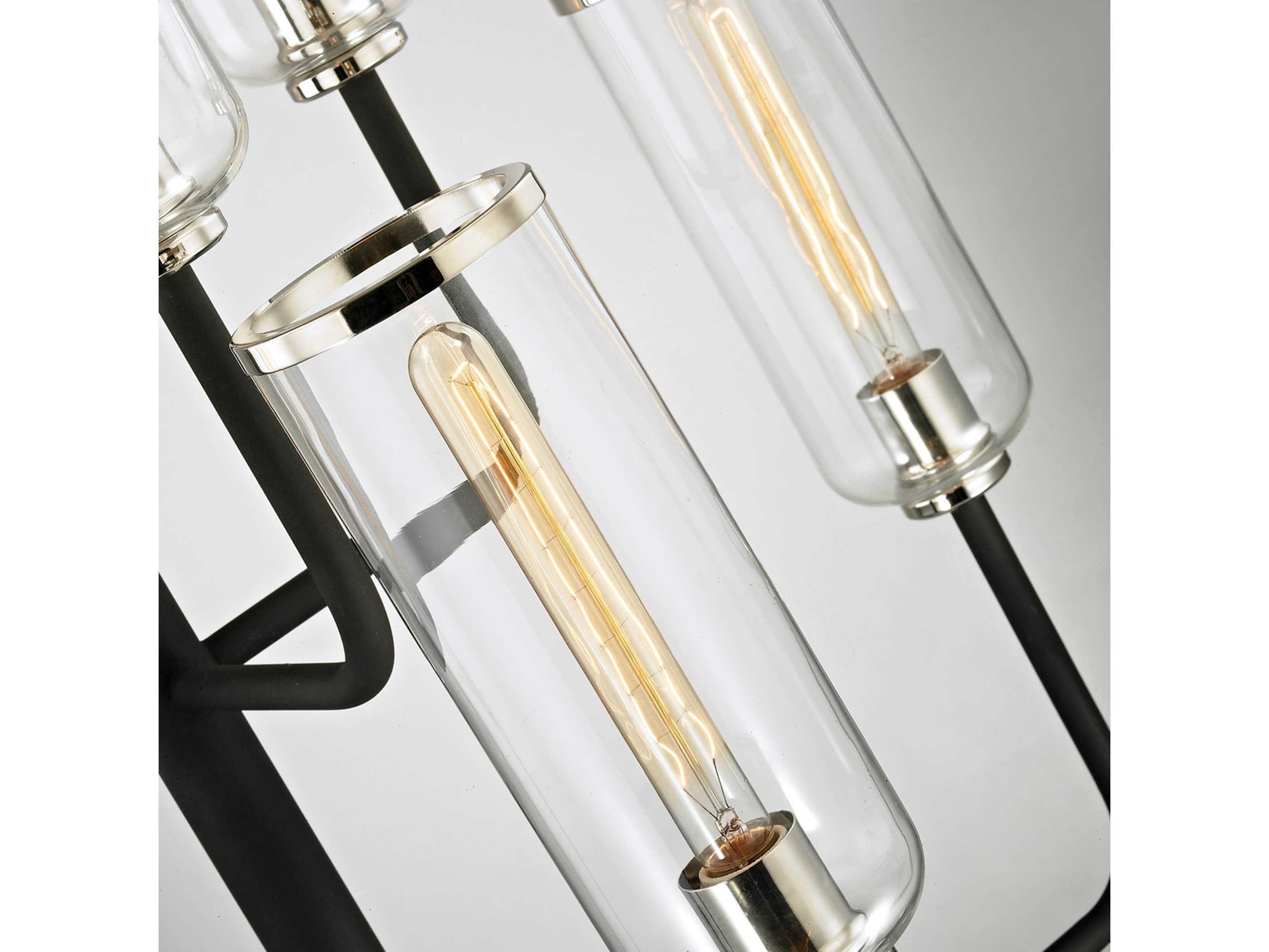 Troy Lighting Aeon 8-Light Carbide Black Glass Cylinder Tiered Chandelier