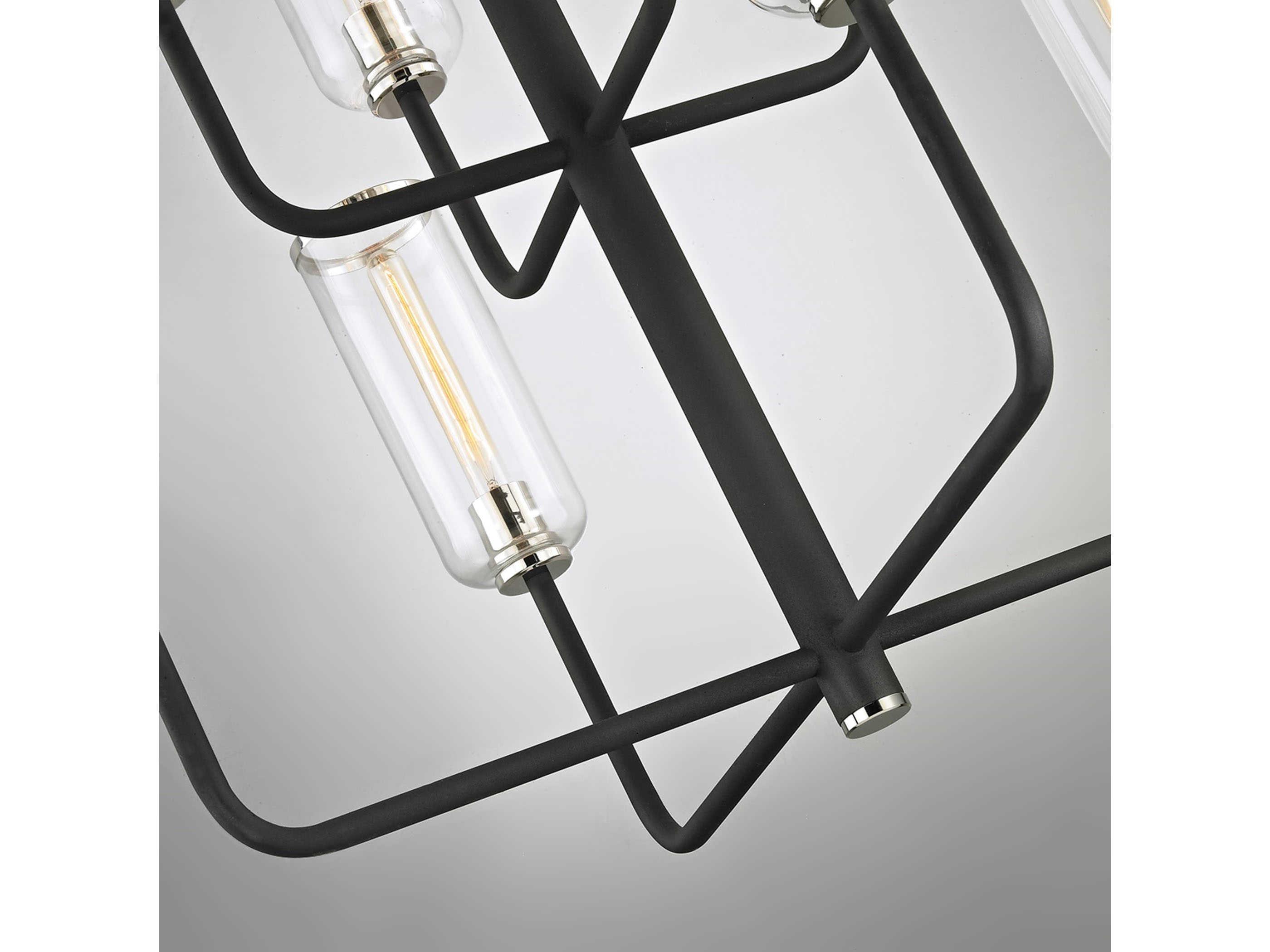 Troy Lighting Aeon 8-Light Carbide Black Glass Cylinder Tiered Chandelier