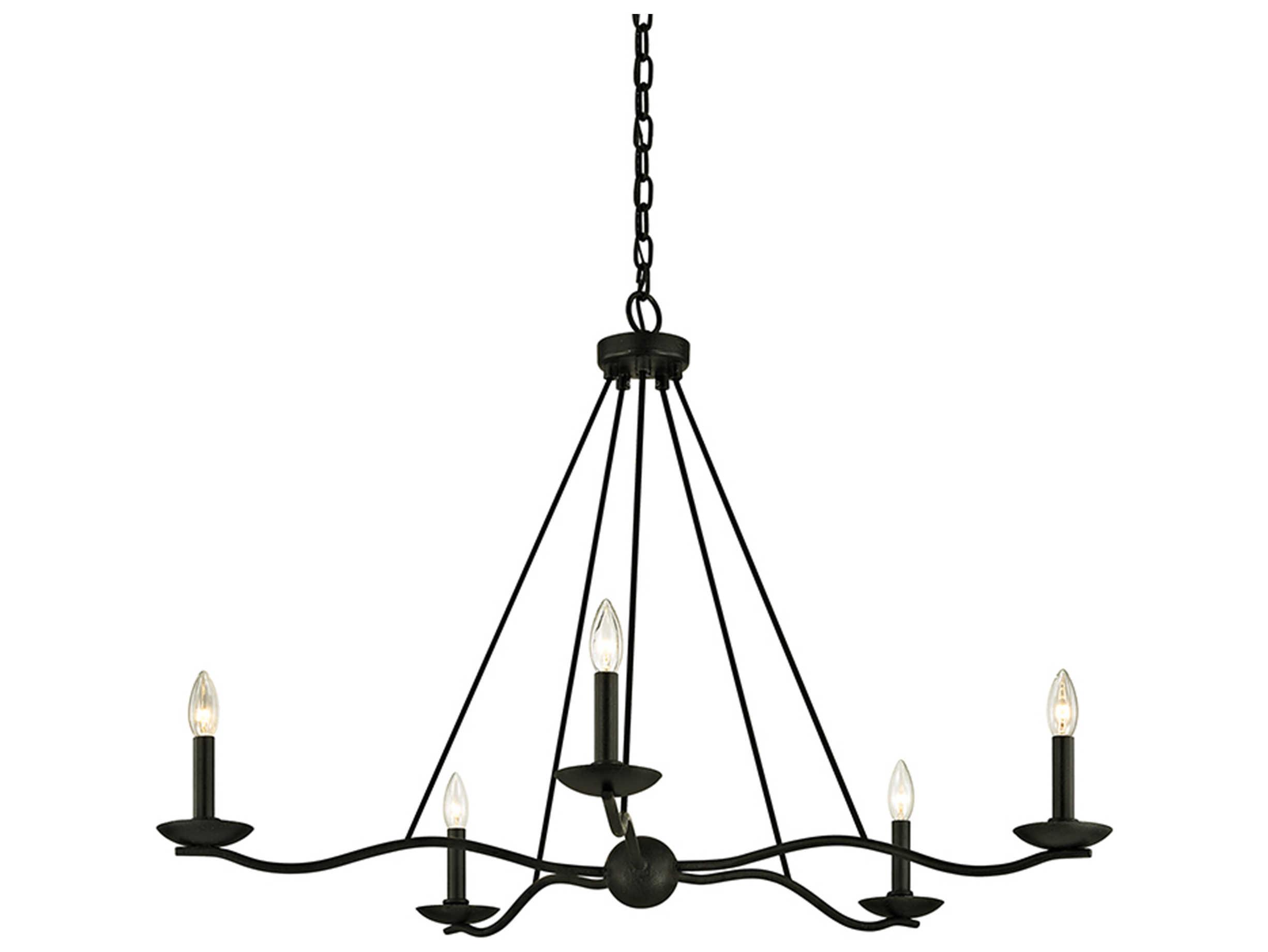 Troy Lighting Sawyer 5-Light Forged Iron Black Candelabra Chandelier