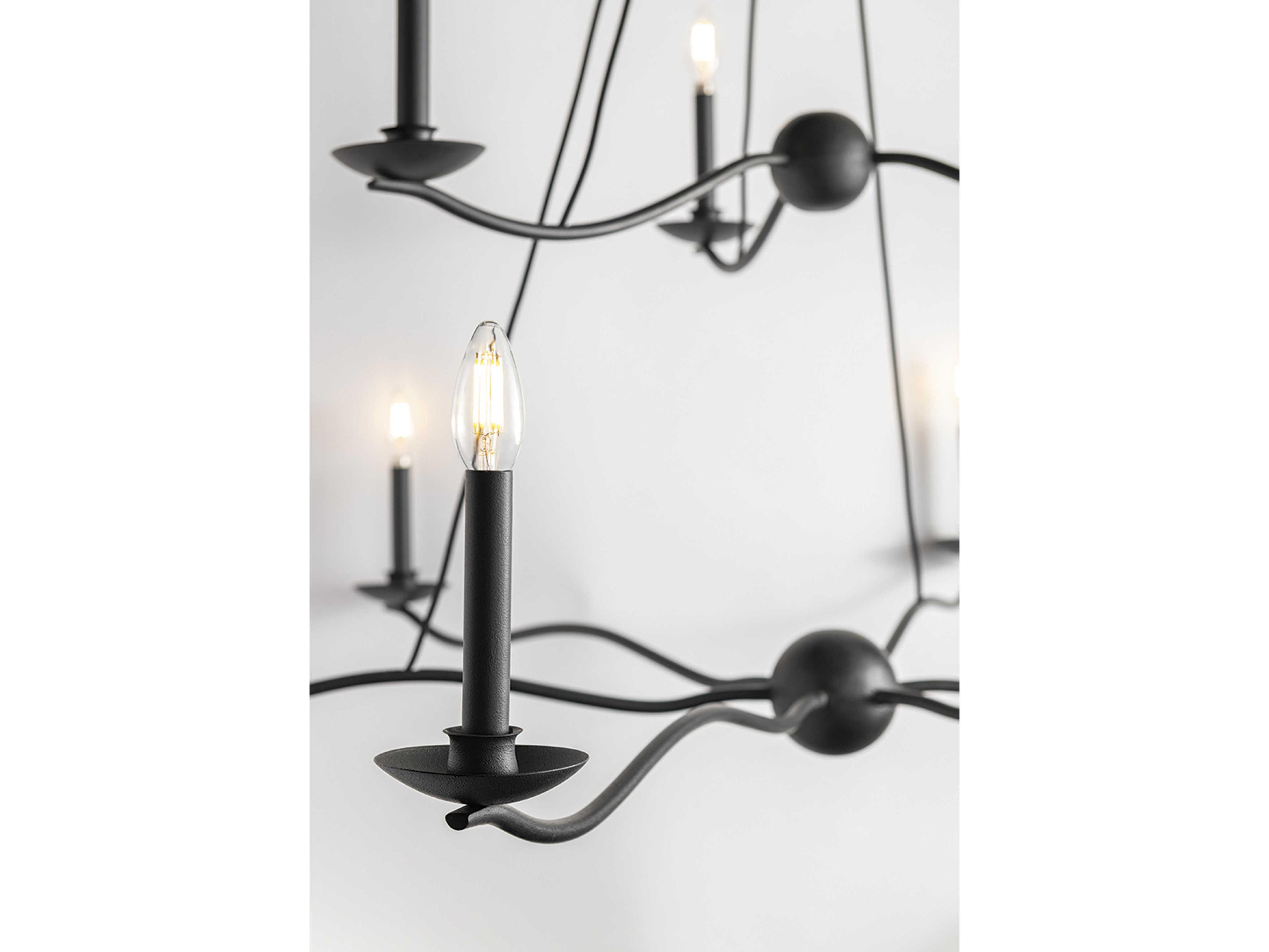 Troy Lighting Sawyer 9-Light Forged Iron Black Candelabra Chandelier