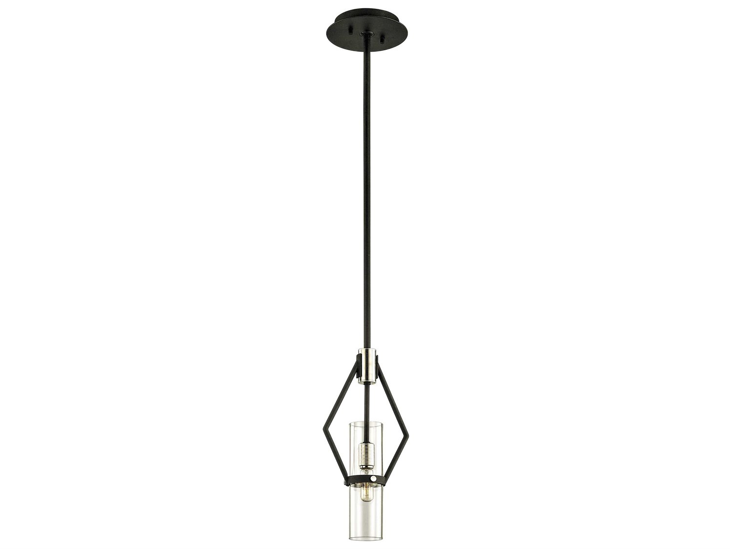 Troy Lighting Raef 1-Light Textured Black Glass Cylinder Mini Pendant