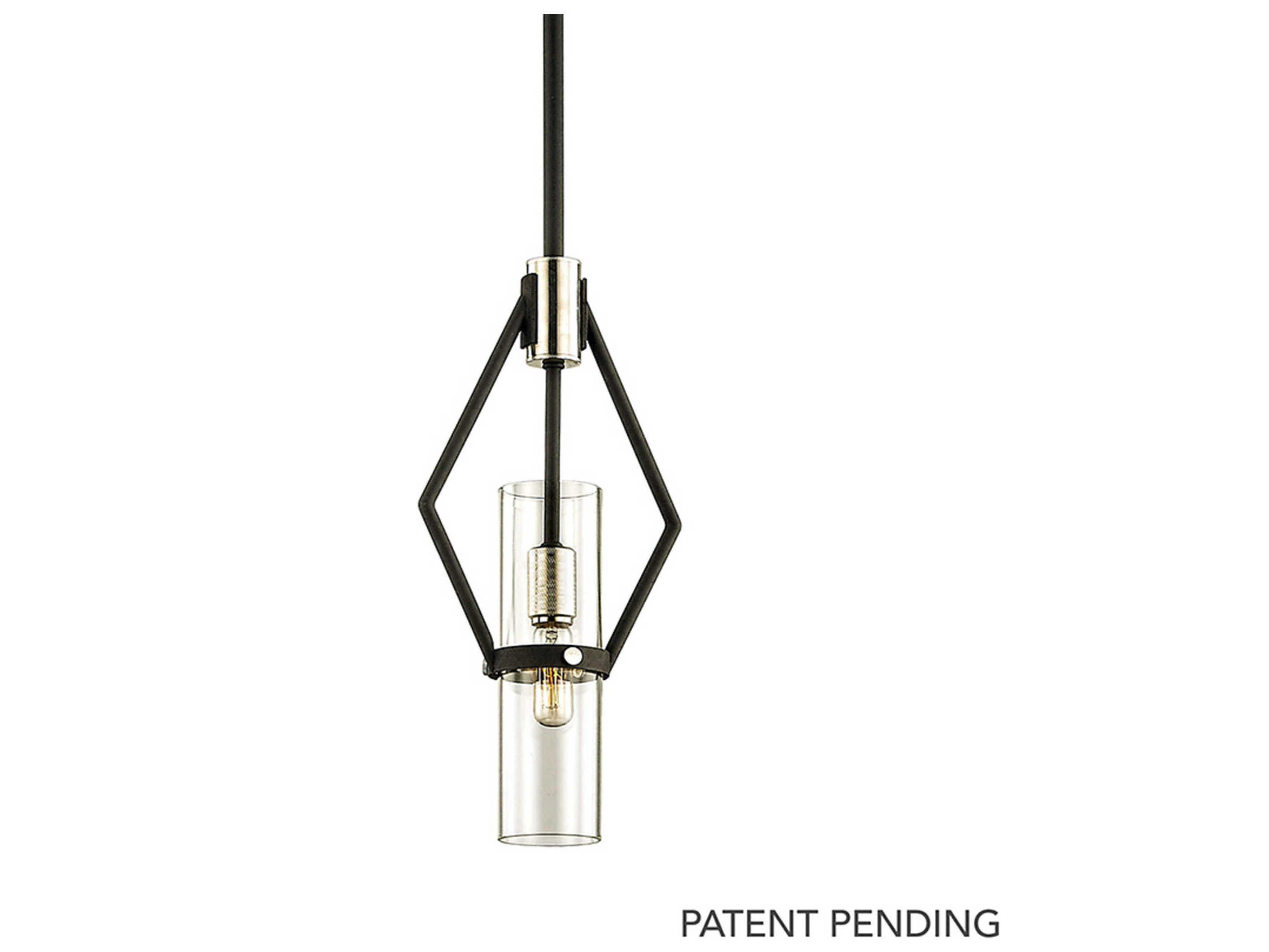 Troy Lighting Raef 1-Light Textured Black Glass Cylinder Mini Pendant