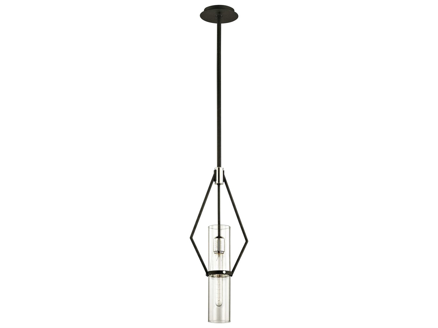 Troy Lighting Raef 1-Light Textured Black Glass Cylinder Mini Pendant