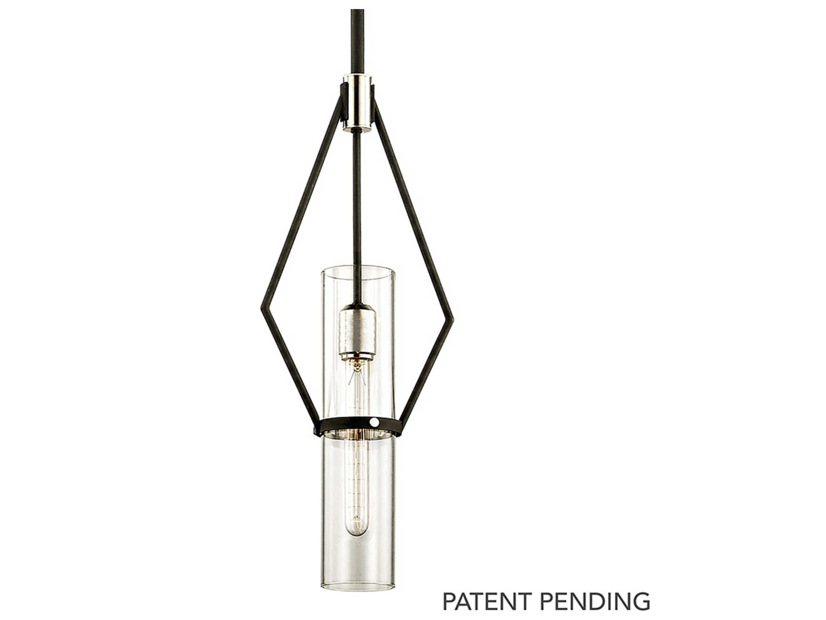 Troy Lighting Raef 1-Light Textured Black Glass Cylinder Mini Pendant