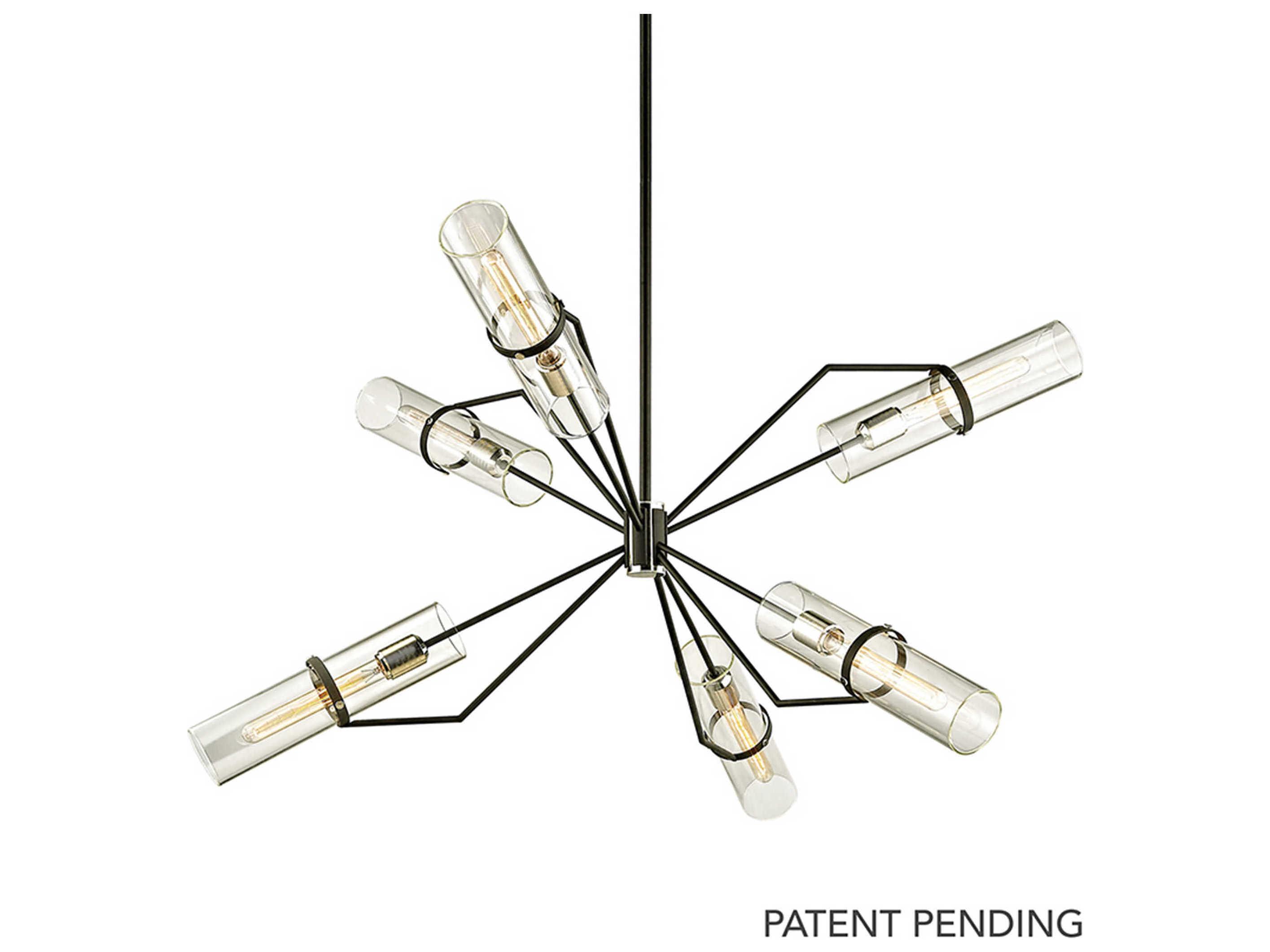 Troy Lighting Raef 6-Light Textured Black Glass Cylinder Chandelier