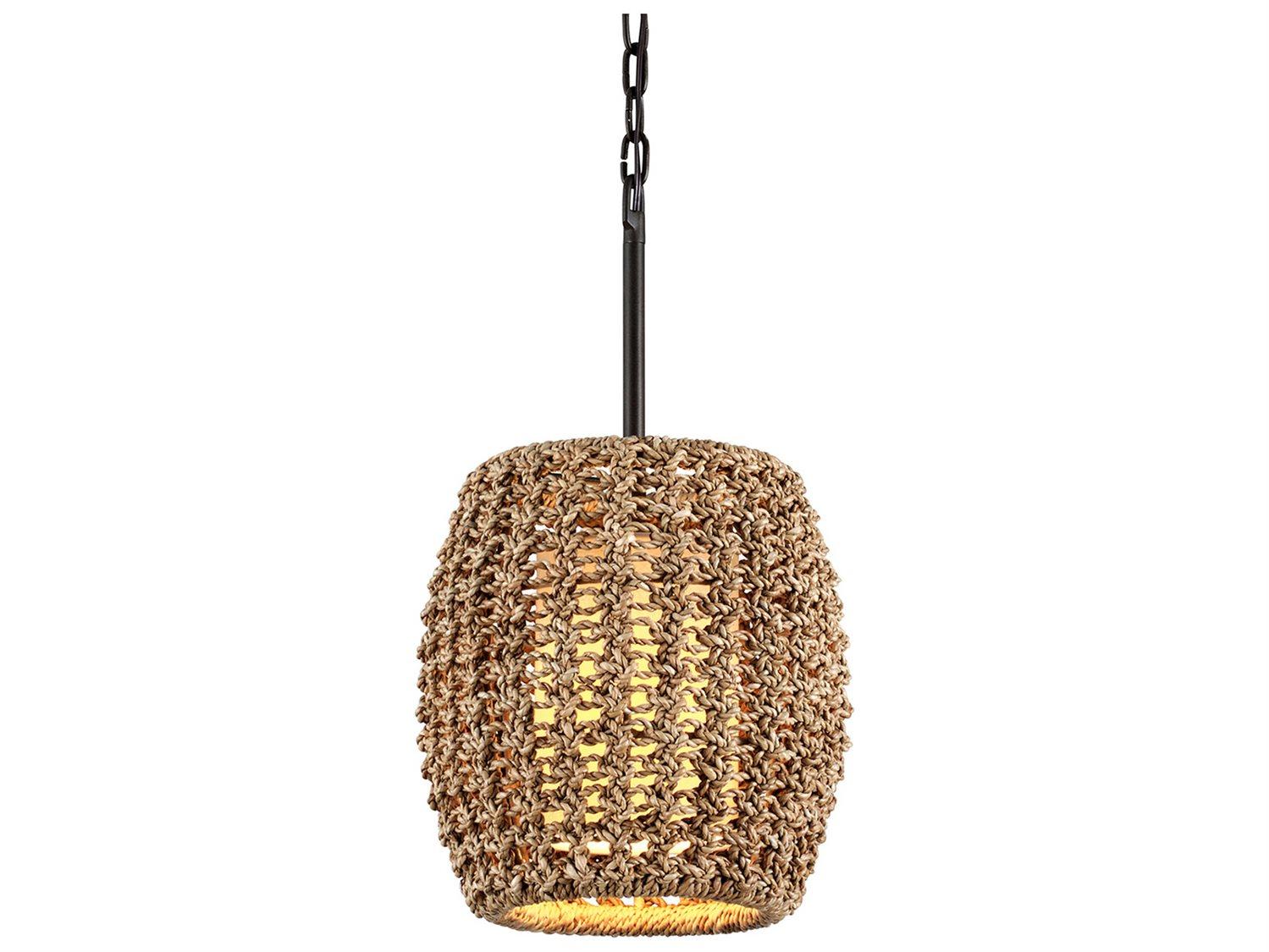 Troy Lighting Conga 1-Light Tidepool Bronze Cylinder Mini Pendant