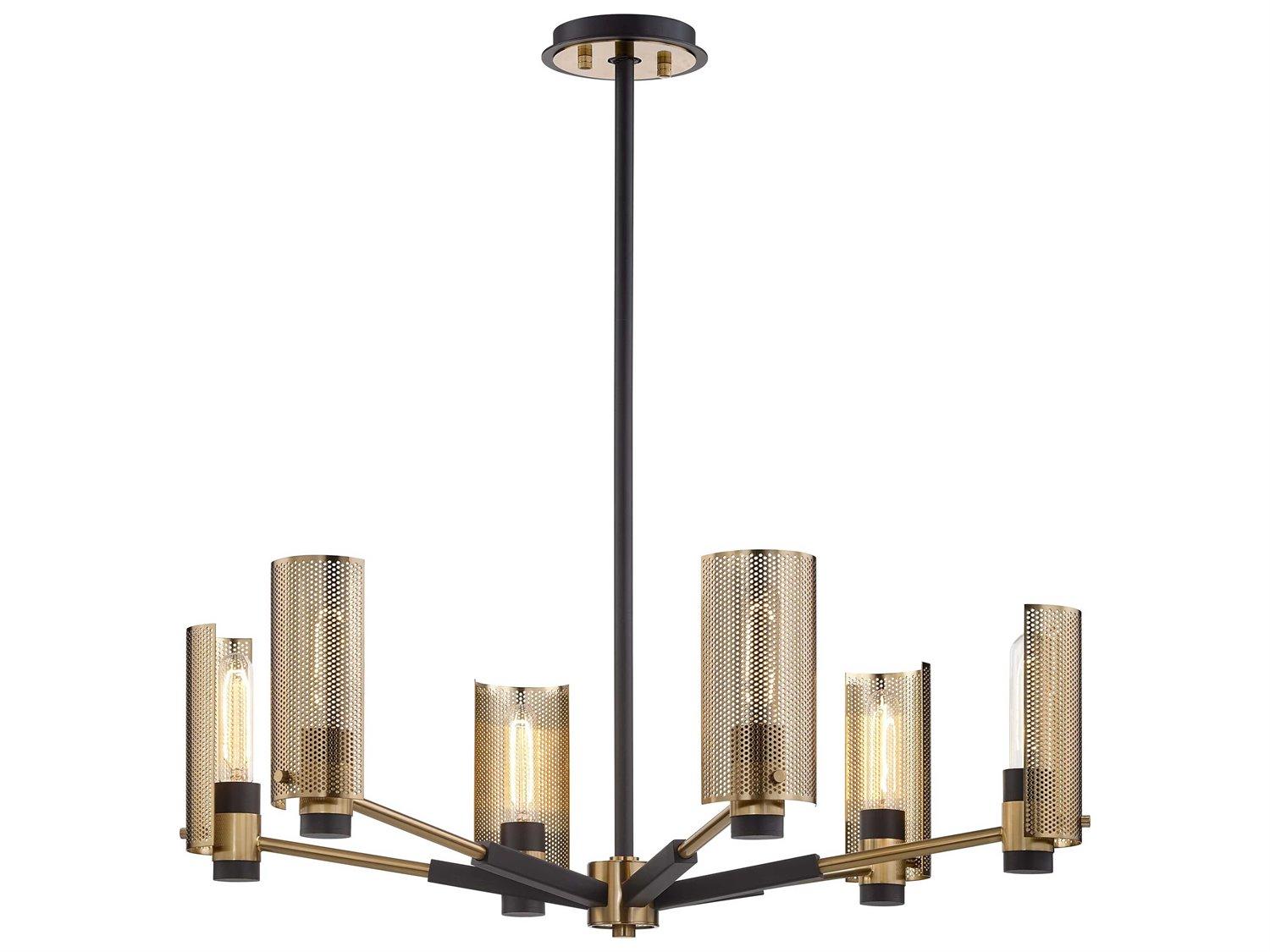 Troy Lighting Pilsen 6-Light Modern Bronze And Aged Brass Chandelier