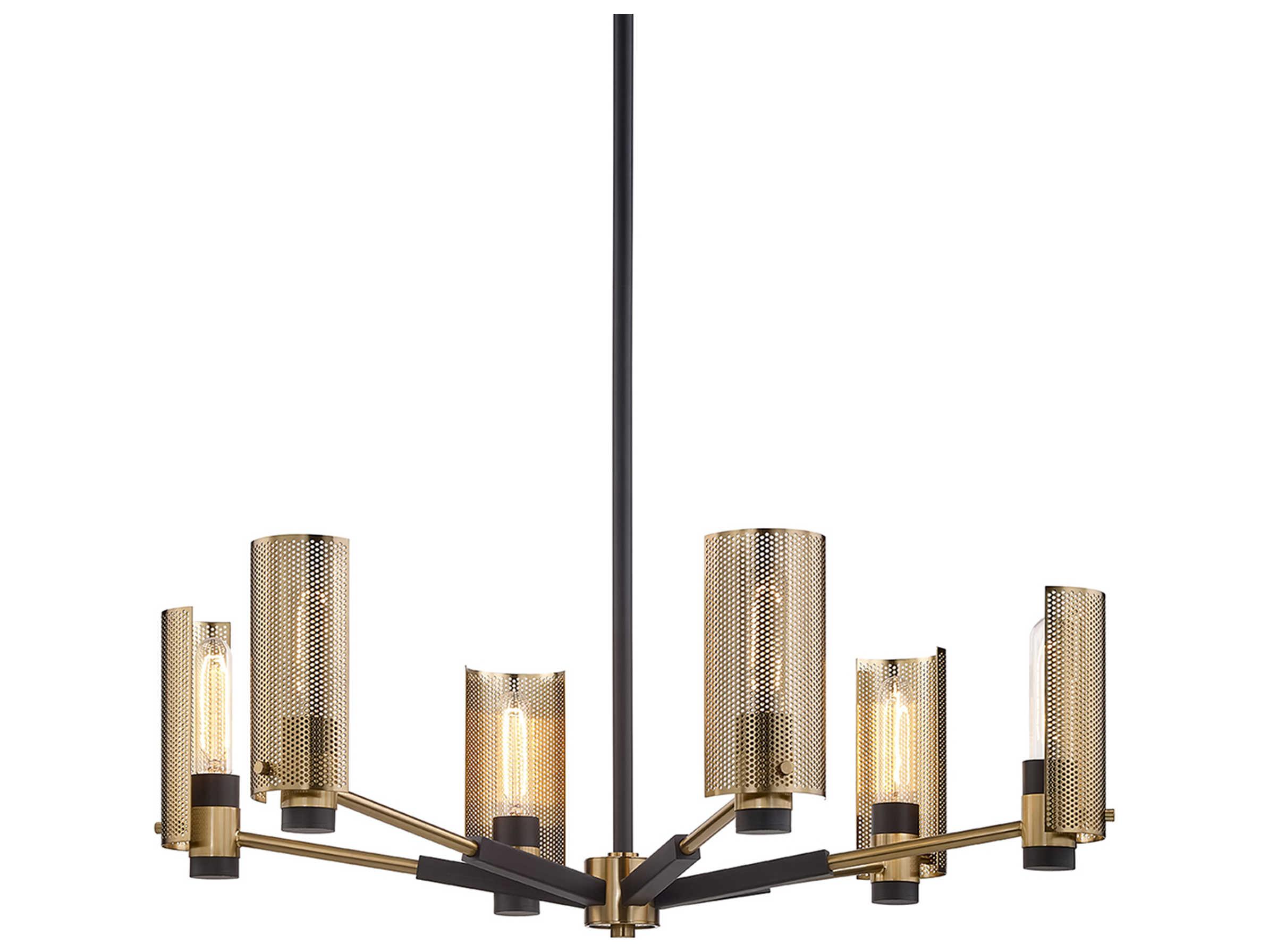 Troy Lighting Pilsen 6-Light Modern Bronze And Aged Brass Chandelier