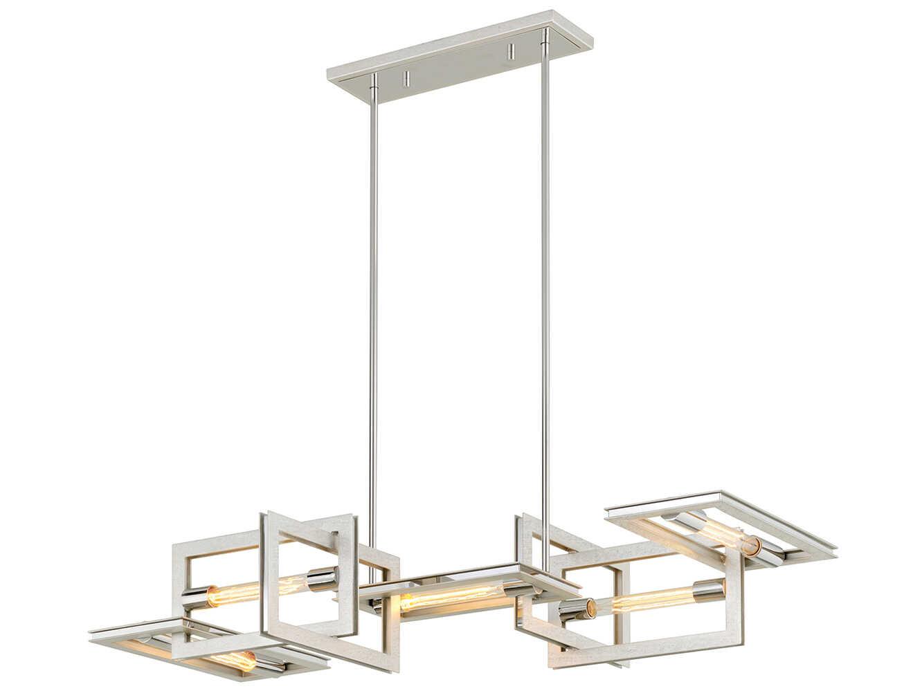 Troy Lighting Enigma 5-Light Silver Leaf With Stainless Accents Island Pendant