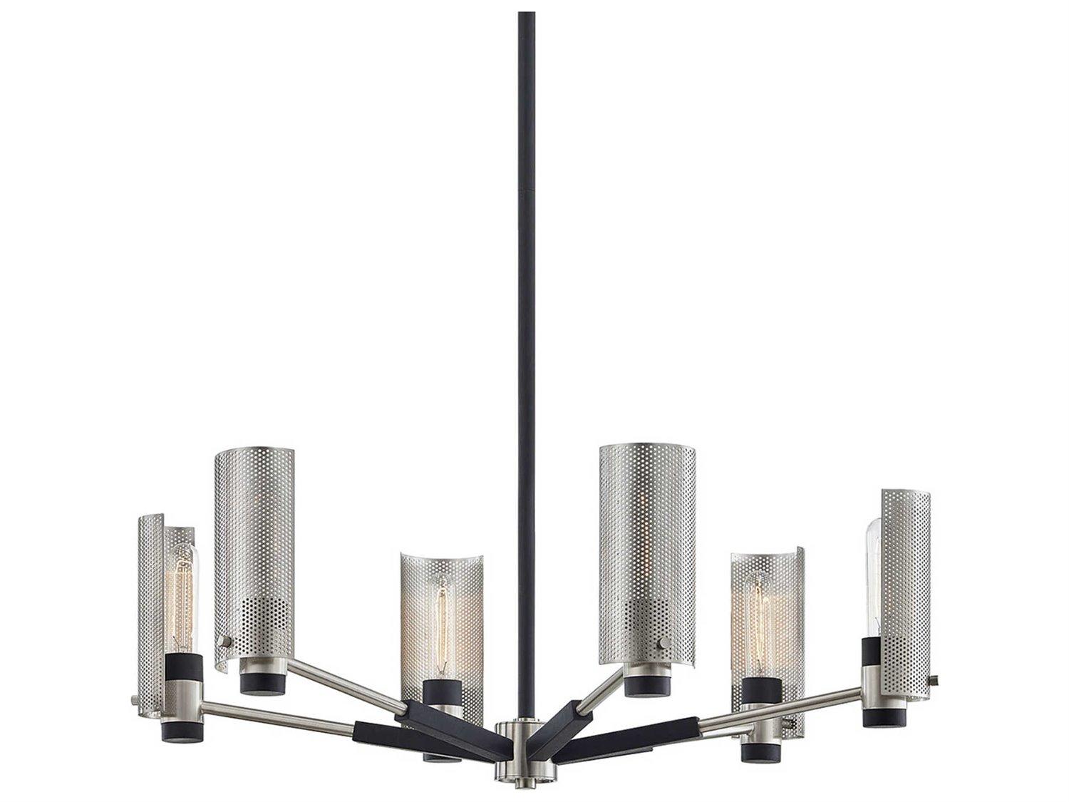 Troy Lighting Pilsen 6-Light Carbide Black Satin Nickel Cylinder Chandelier