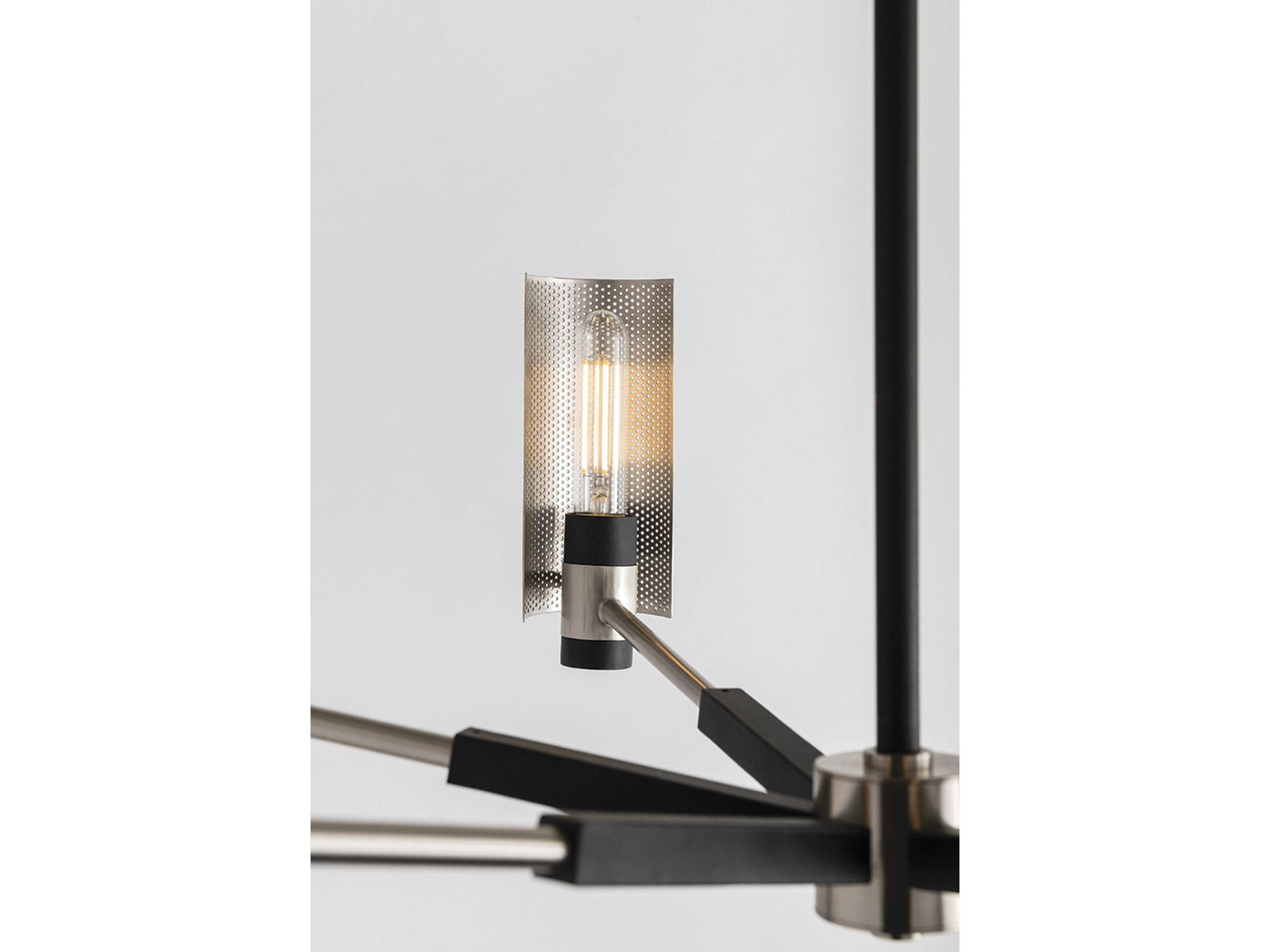 Troy Lighting Pilsen 6-Light Carbide Black Satin Nickel Cylinder Chandelier