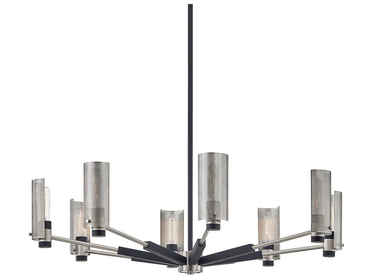 Troy Lighting Pilsen 8-Light Carbide Black With Satin Nickel Accents Chandelier
