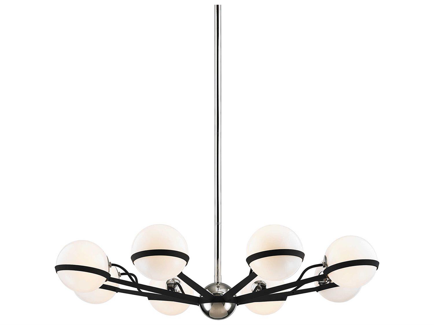 Troy Lighting Ace 8-Light Black Glass Globe Chandelier