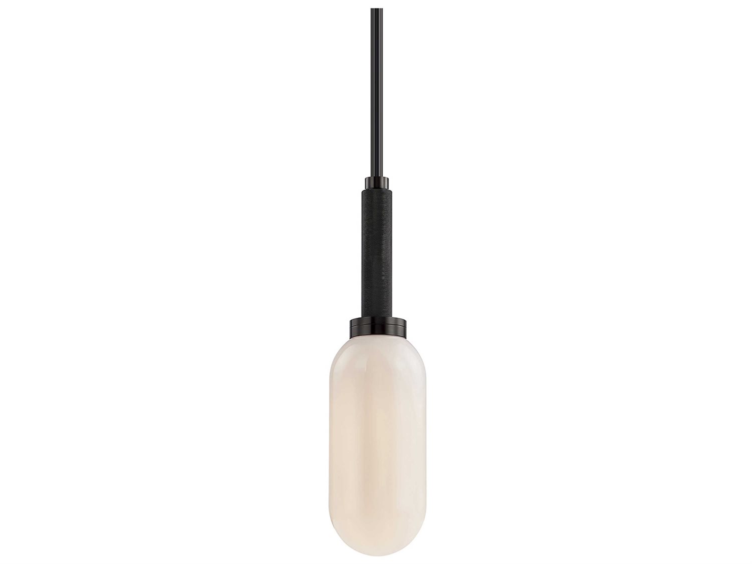 Troy Lighting Annex 1-Light Anodized Black Glass Cylinder Mini Pendant