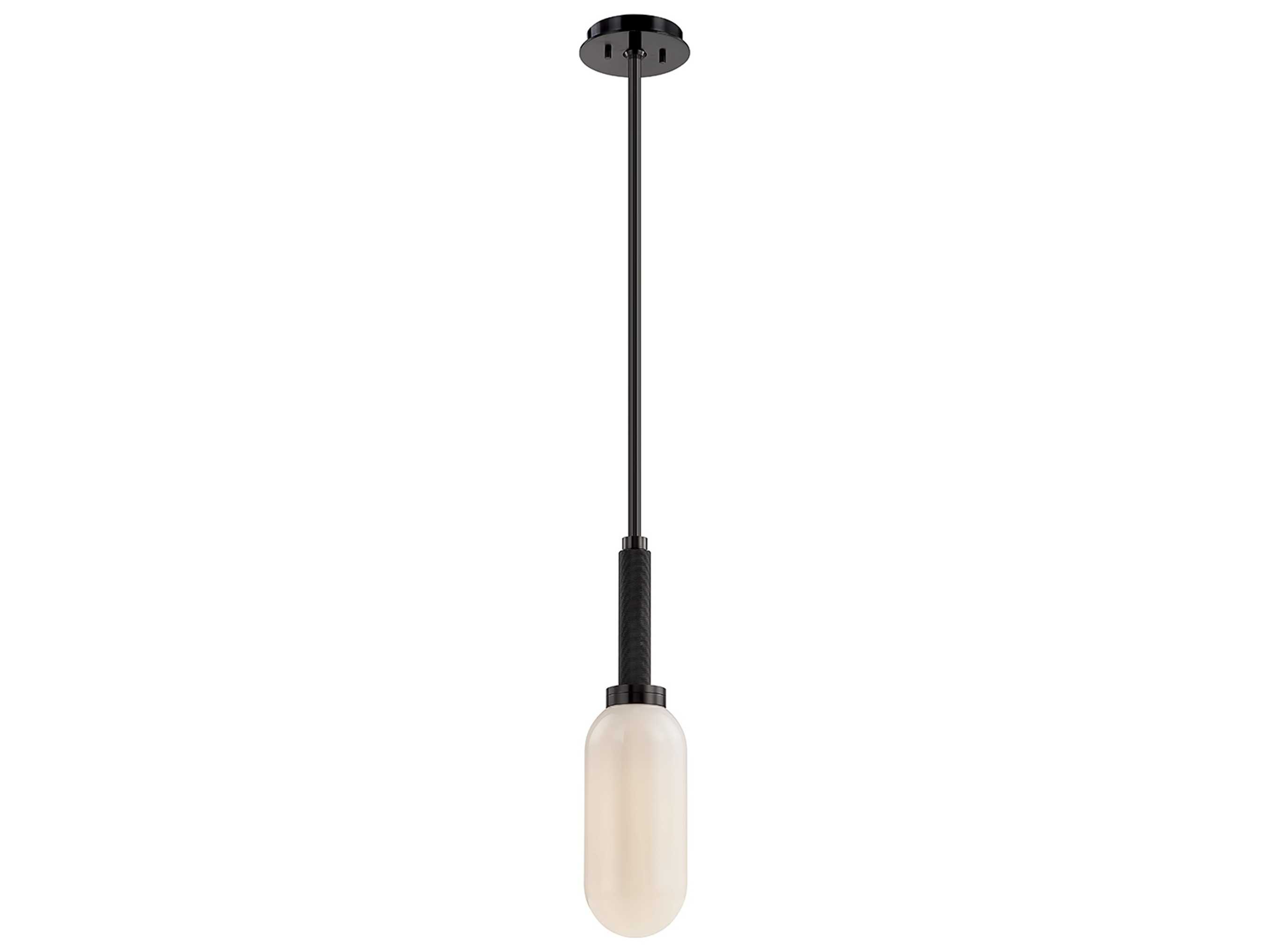 Troy Lighting Annex 1-Light Anodized Black Glass Cylinder Mini Pendant
