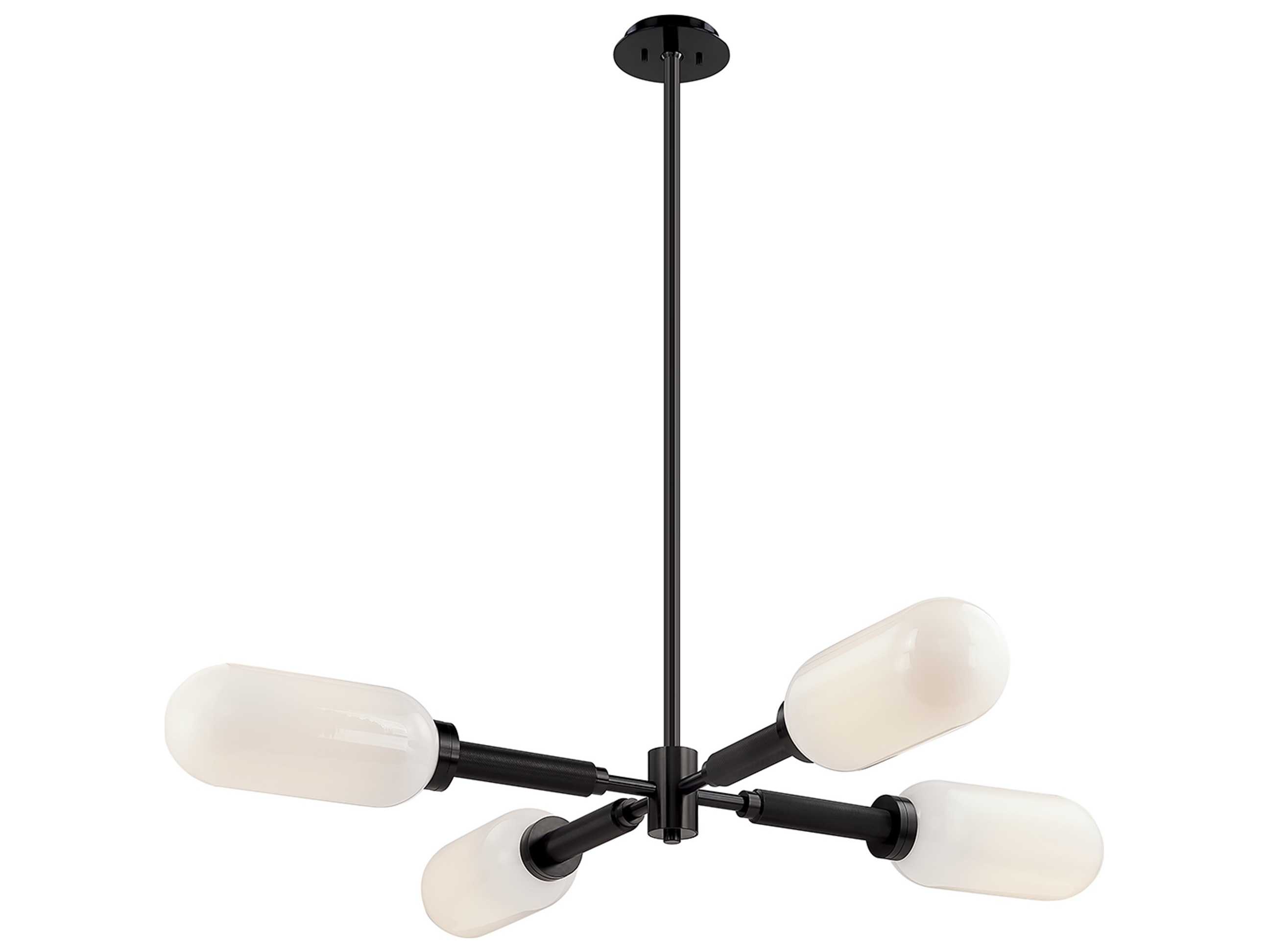 Troy Lighting Annex 4-Light Anodized Black Glass Cylinder Chandelier