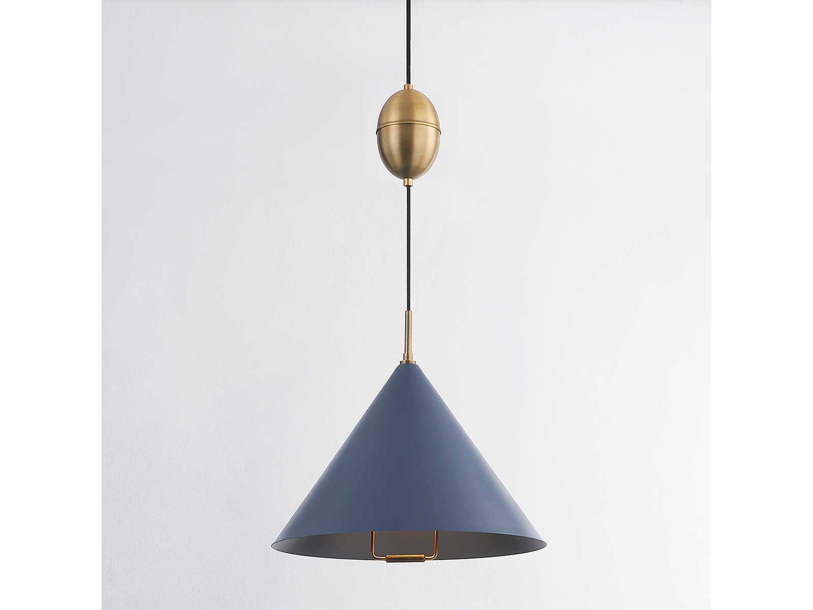 Troy Lighting Fontana 1-Light Patina Brass Blue Pendant