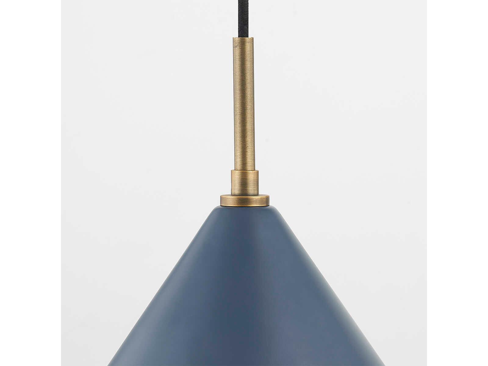 Troy Lighting Fontana 1-Light Patina Brass Blue Pendant