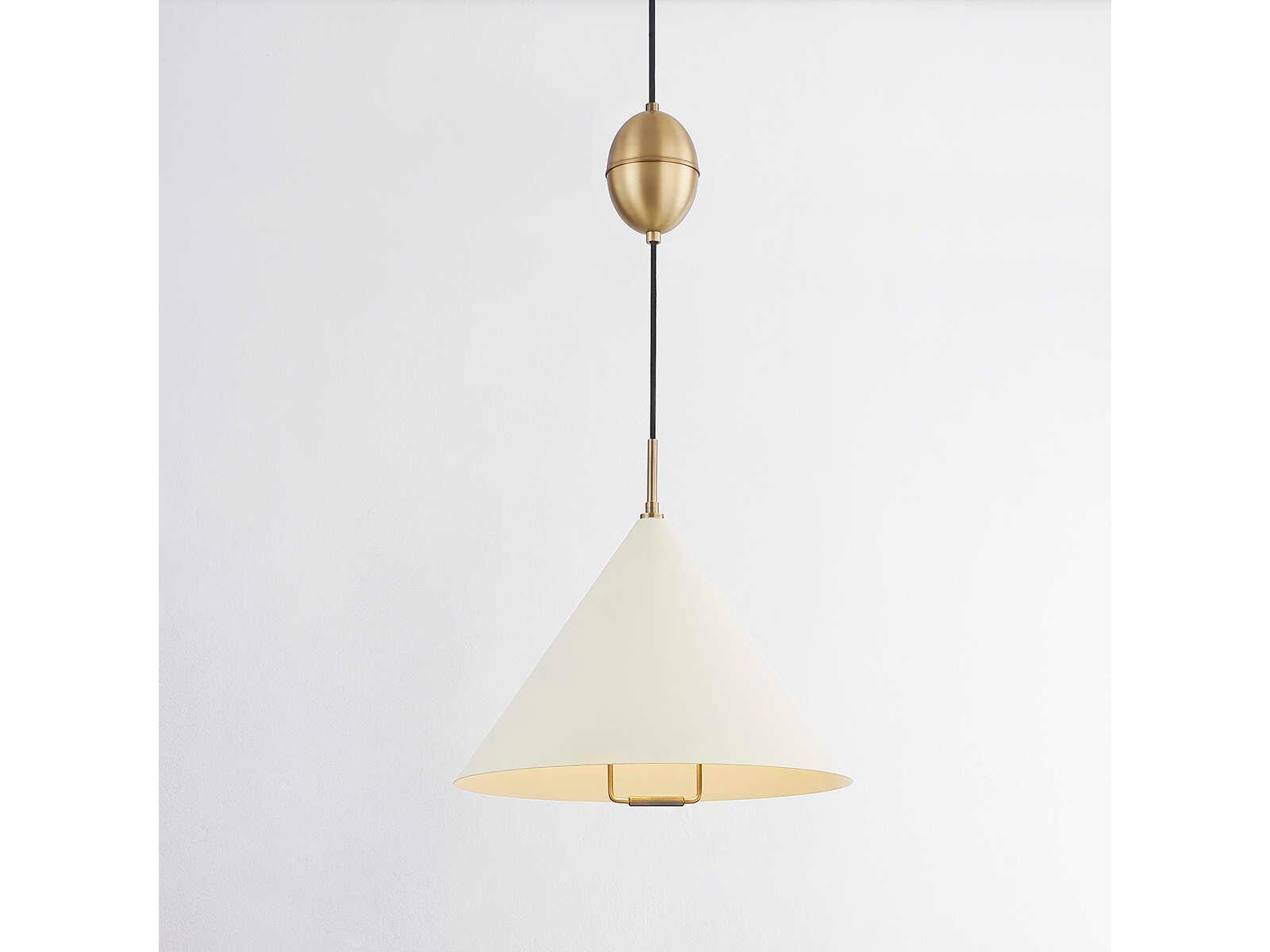 Troy Lighting Fontana 1-Light Patina Brass White Pendant