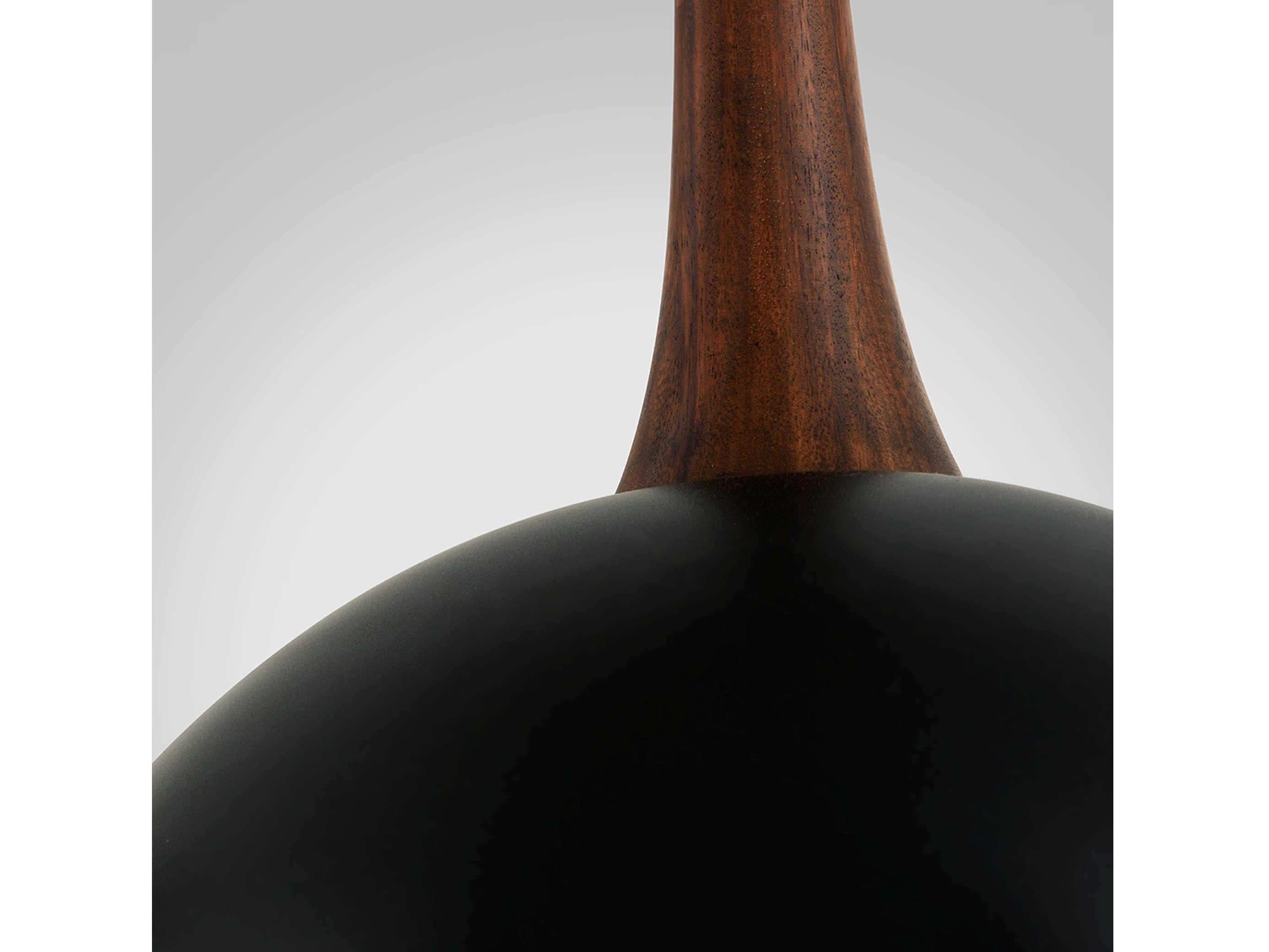 Troy Lighting Cadet 1-Light Black Natural Acacia Brown Glass Globe Pendant