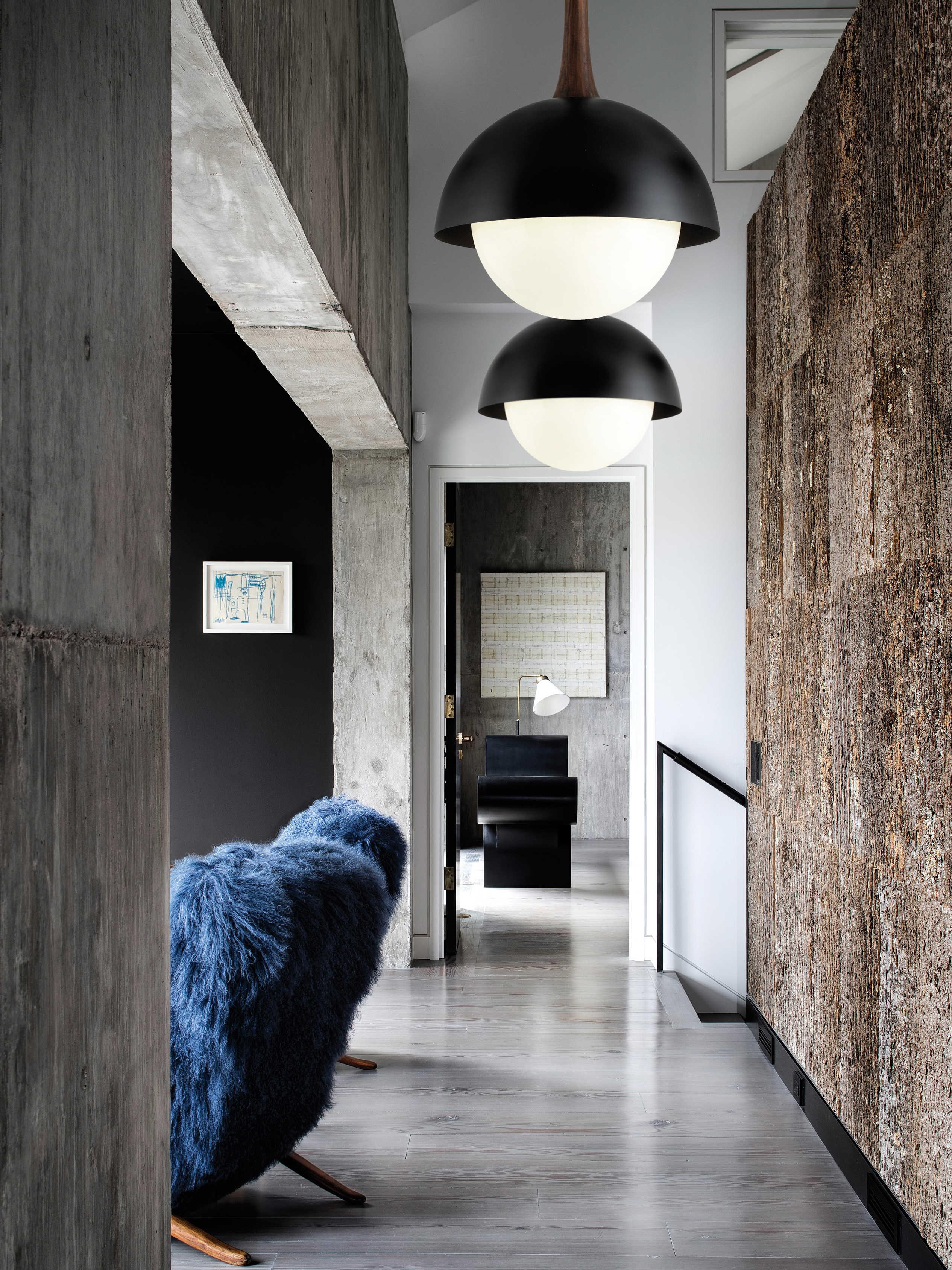 Troy Lighting Cadet 1-Light Black Natural Acacia Brown Glass Globe Pendant