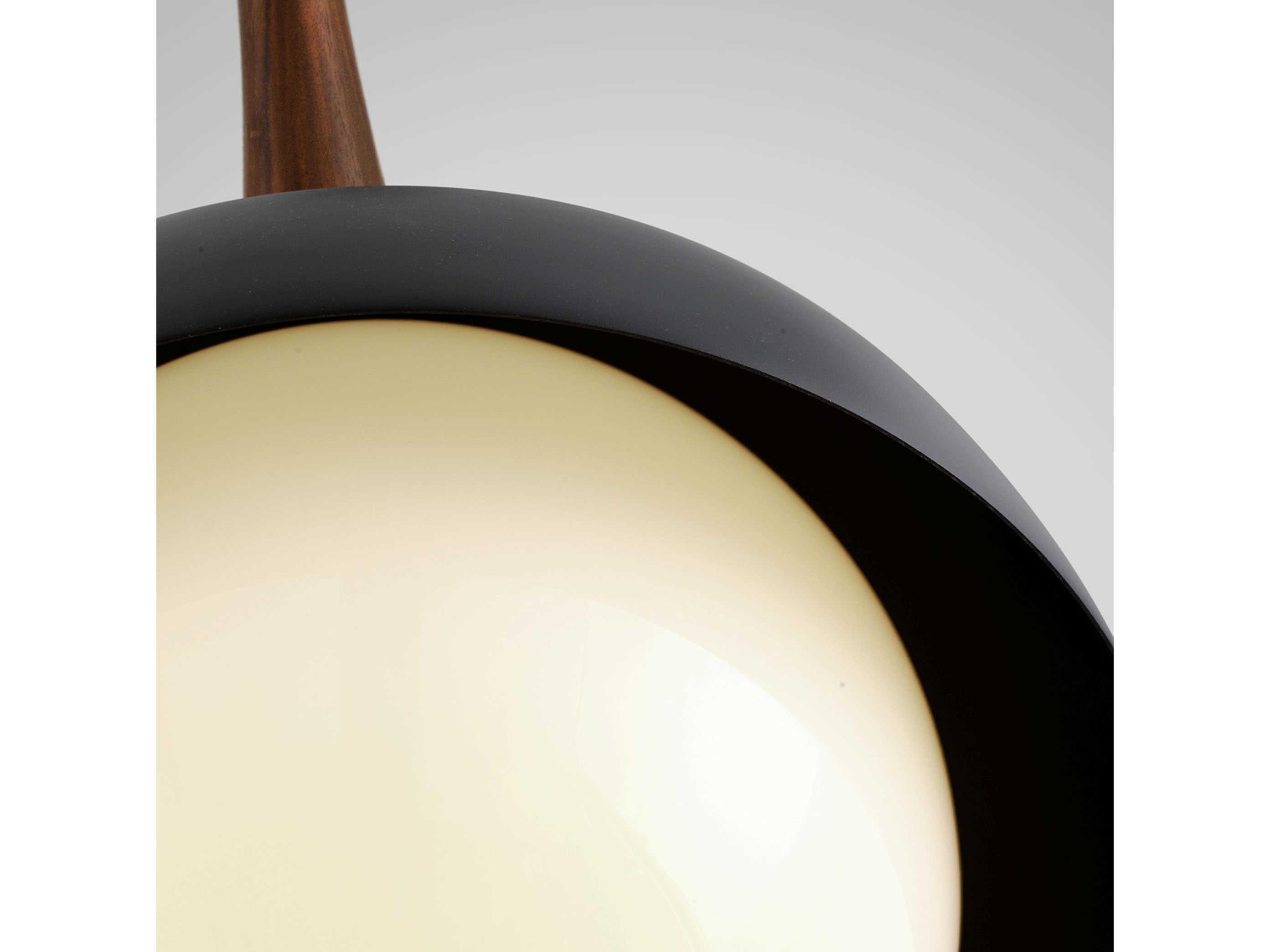 Troy Lighting Cadet 1-Light Black Natural Acacia Brown Glass Globe Pendant