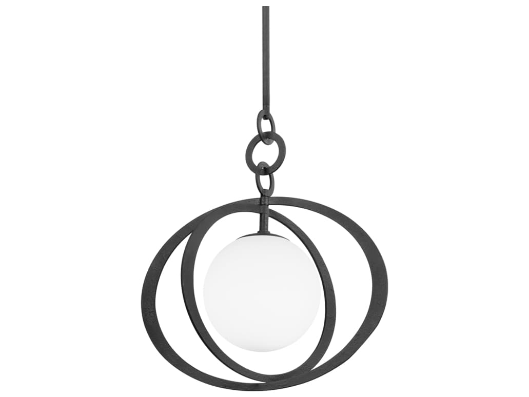 Troy Lighting Olancha 1-Light Black Iron Glass Globe Pendant