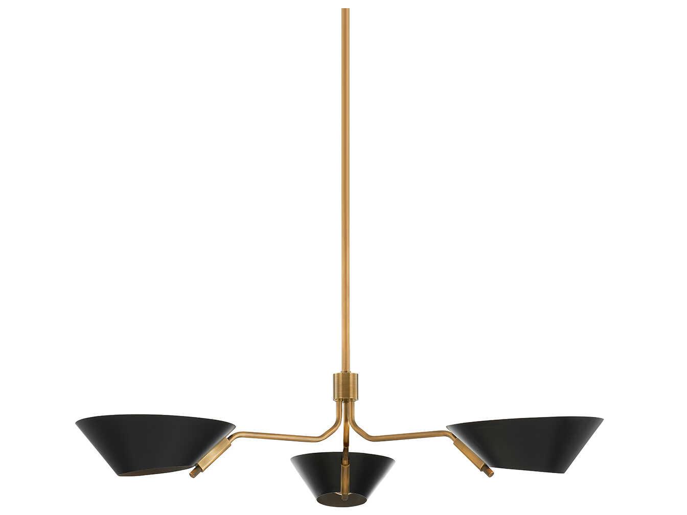 Troy Lighting Sacramento 3-Light Patina Brass Soft Black Linear Chandelier