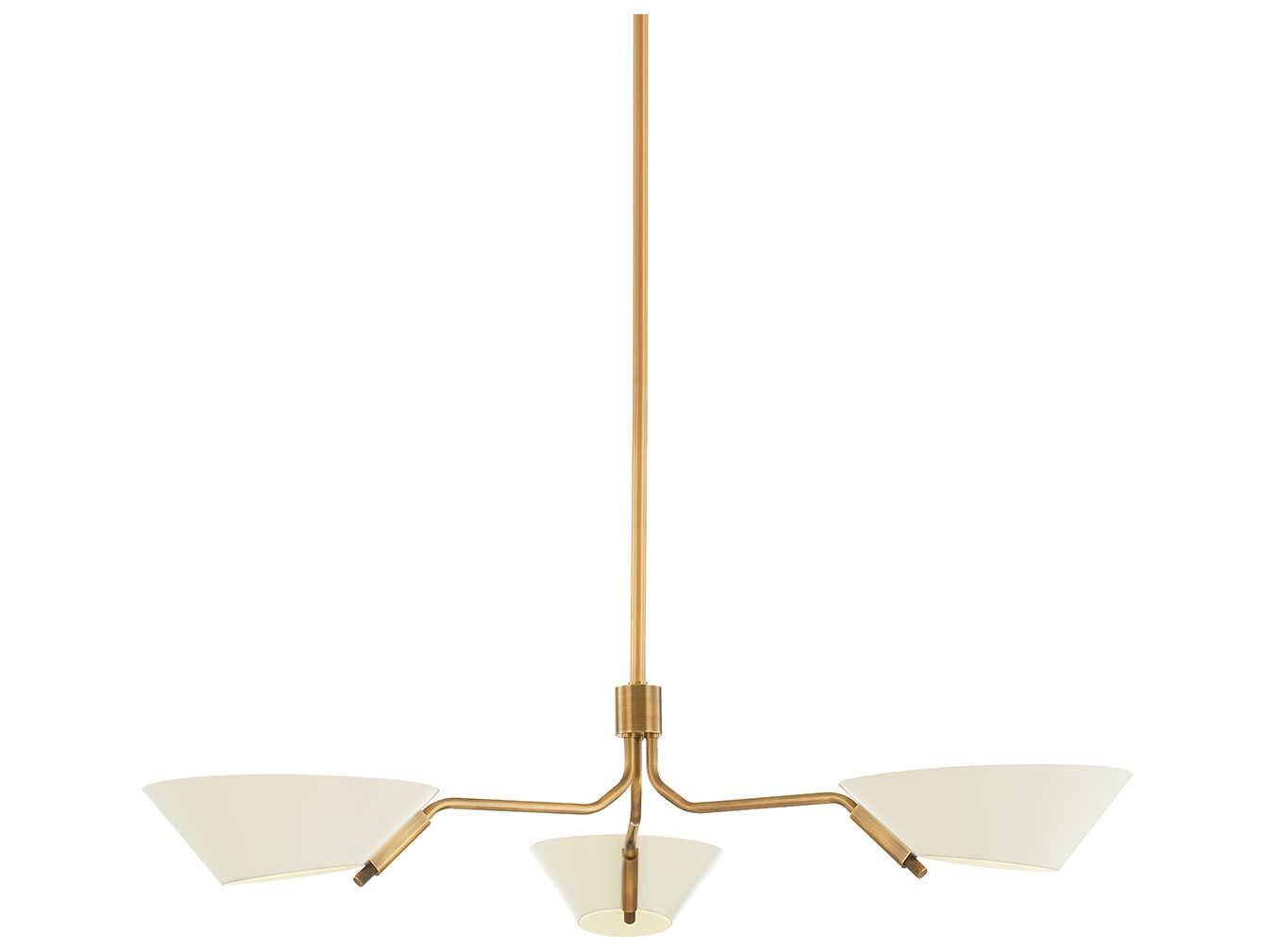 Troy Lighting Sacramento 3-Light Patina Brass Soft Sand Off White Linear Chandelier