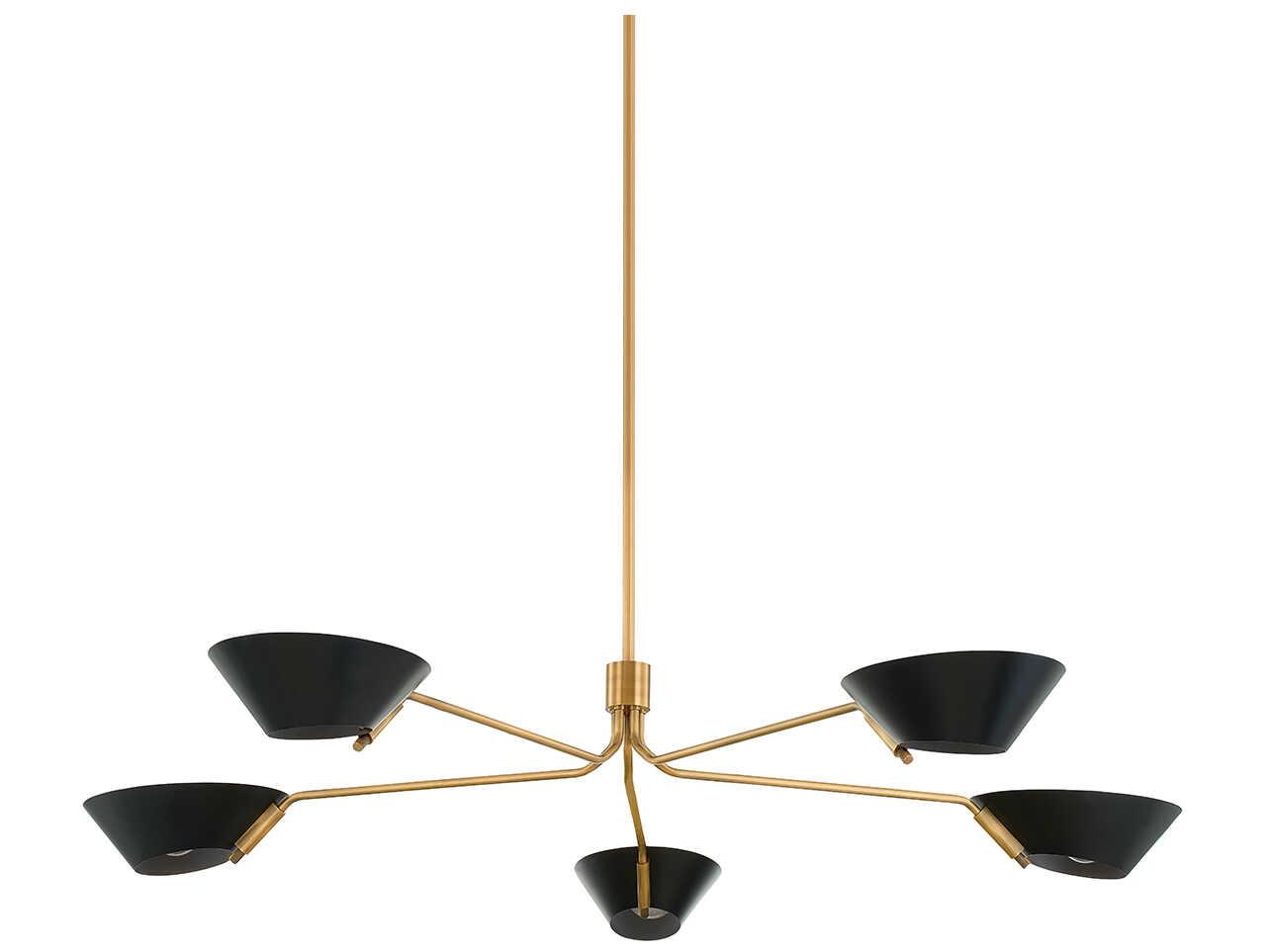 Troy Lighting Sacramento 5-Light Patina Brass Soft Black Linear Chandelier