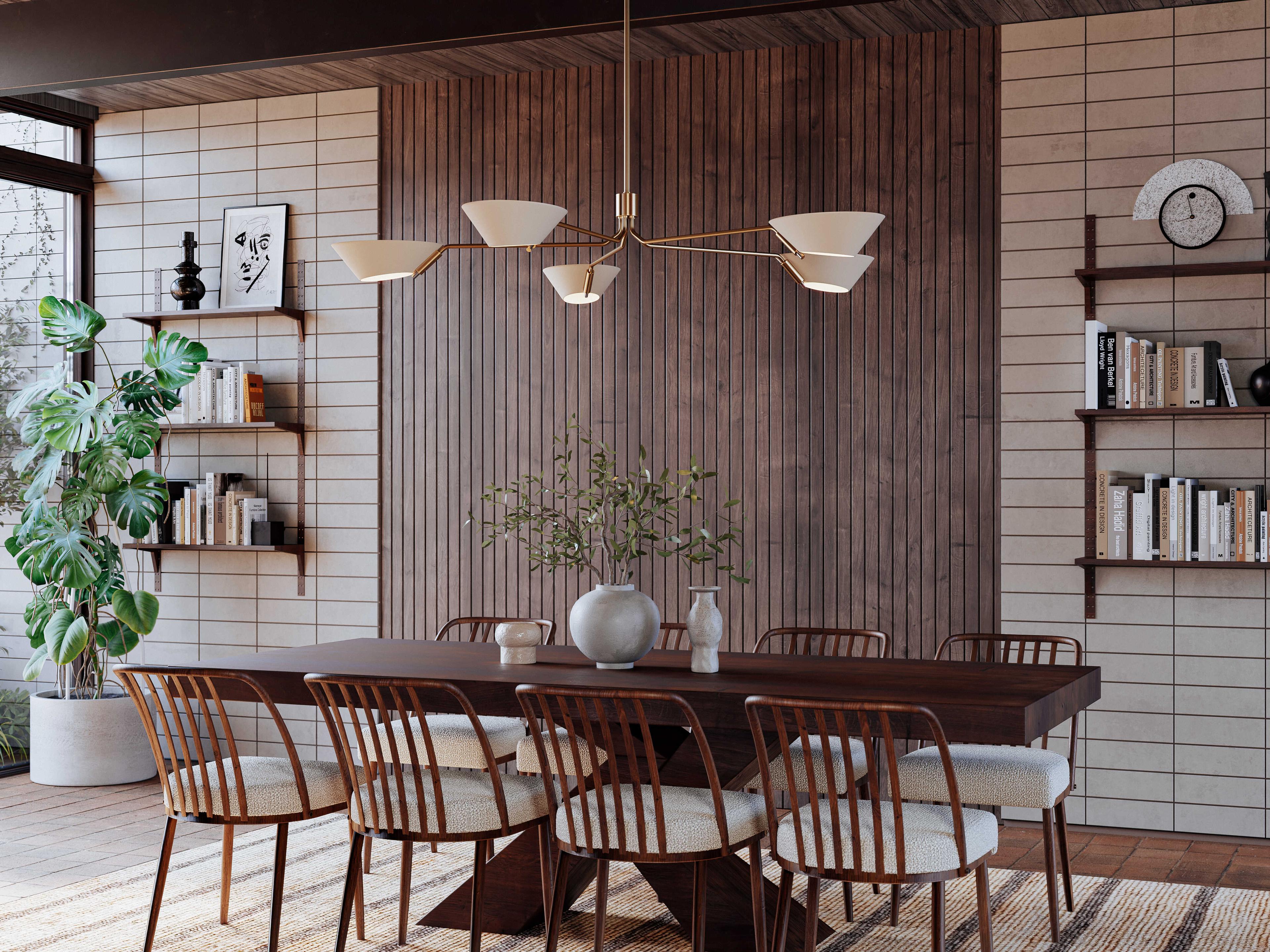 Troy Lighting Sacramento 5-Light Patina Brass Soft Sand Off White Linear Chandelier