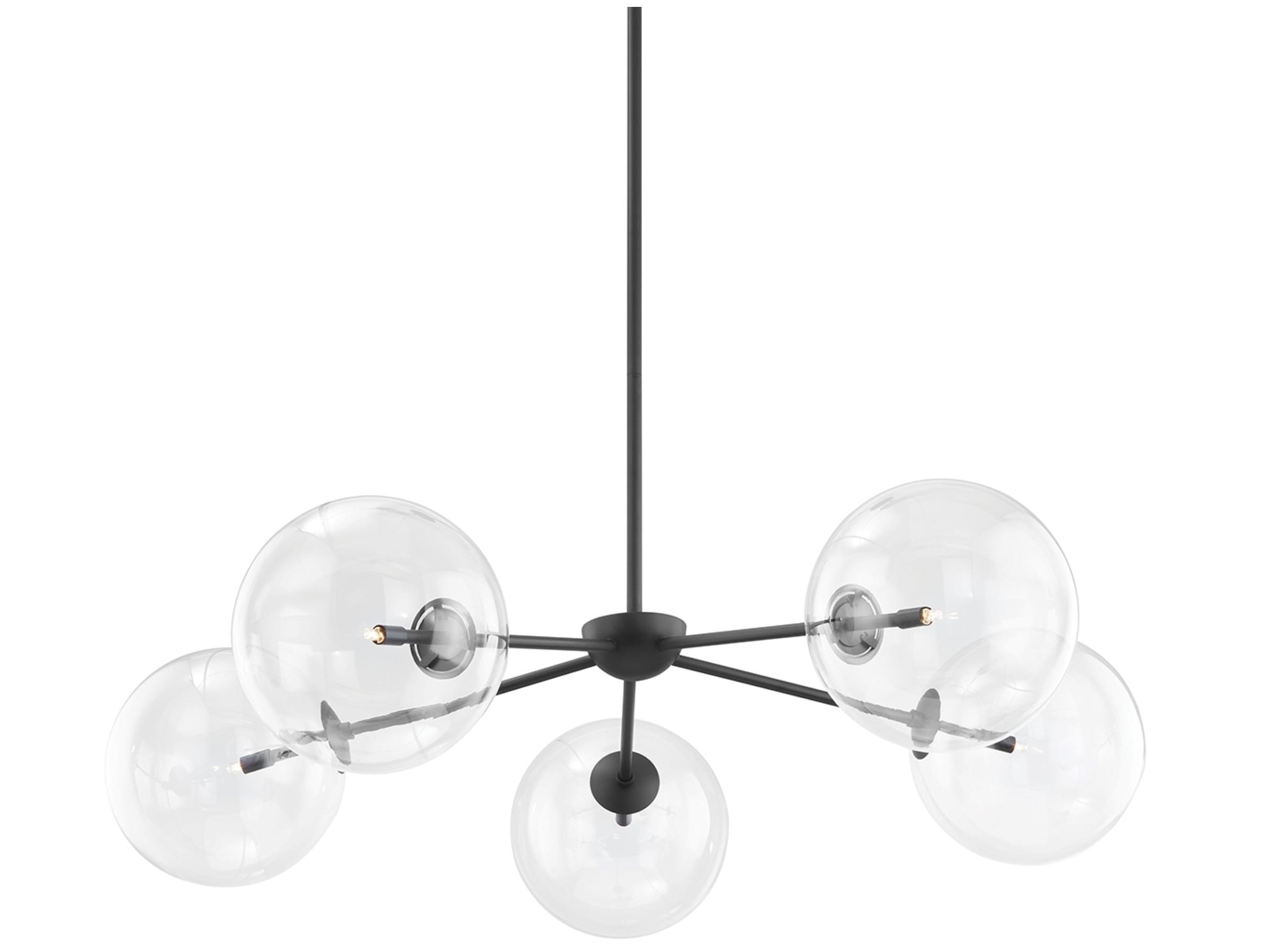 Troy Lighting Madrid 5-Light Soft Black Glass Globe Chandelier