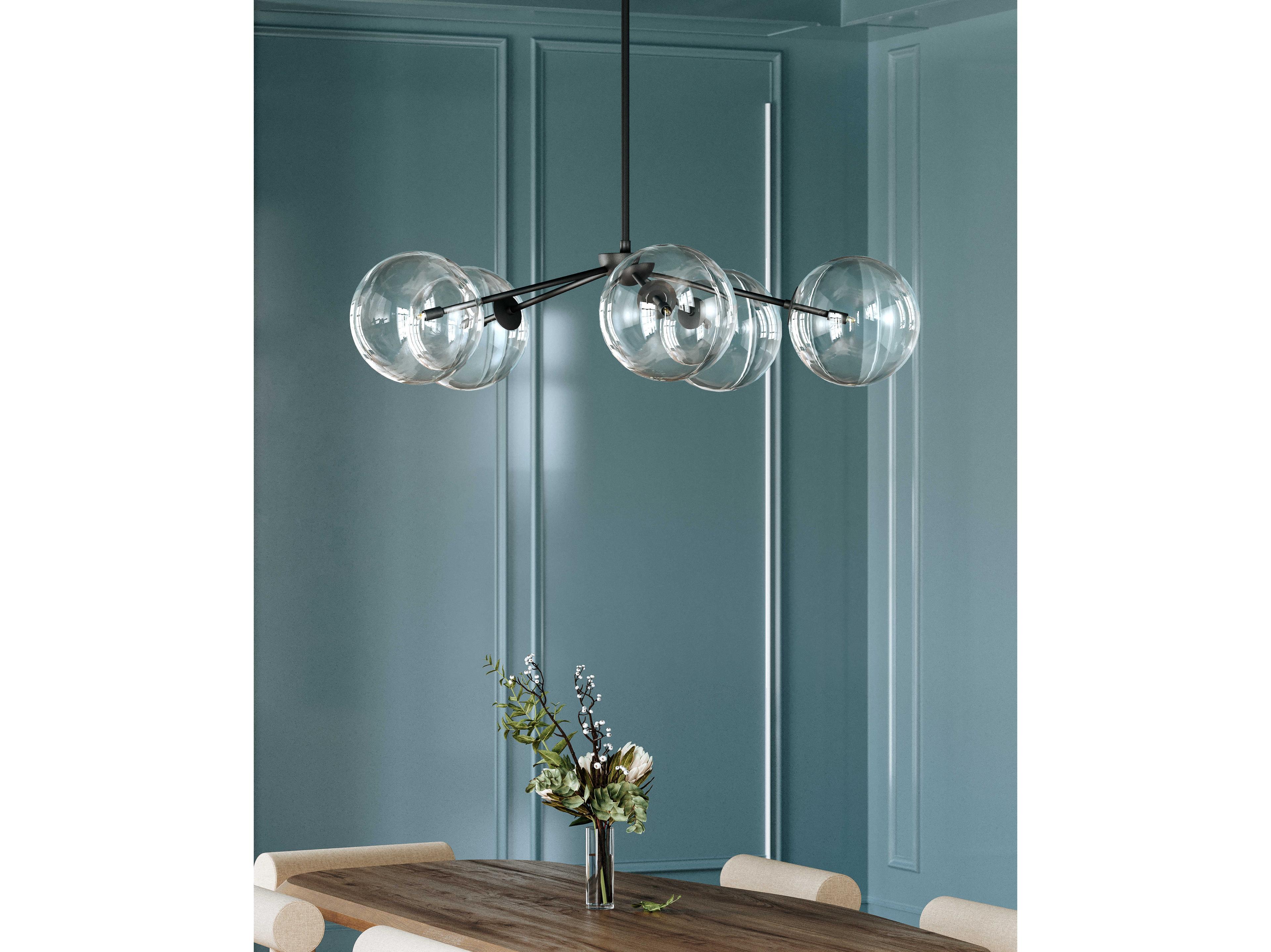 Troy Lighting Madrid 5-Light Soft Black Glass Globe Chandelier