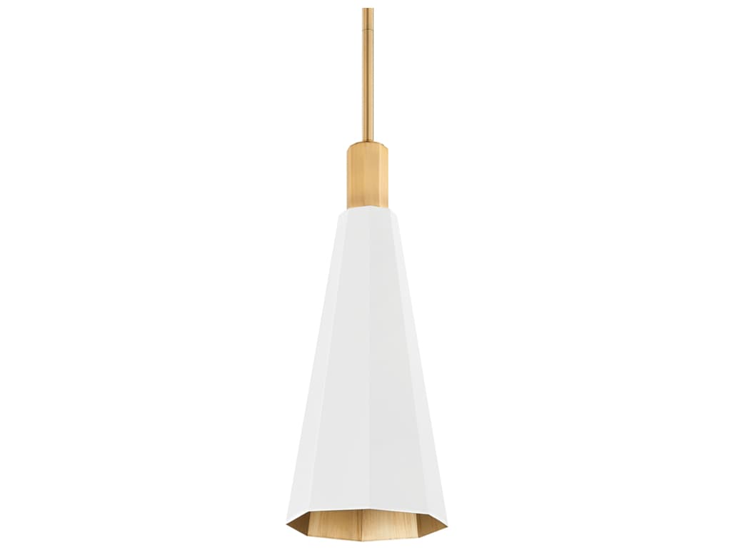 Troy Lighting Huntley 1-Light Patina Brass White Mini Pendant
