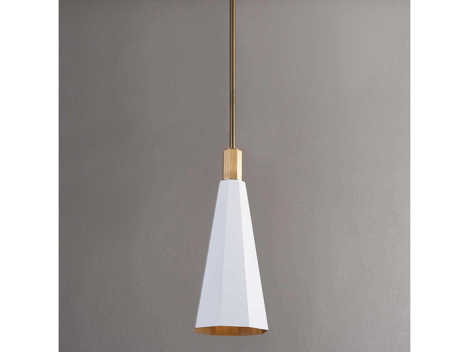 Troy Lighting Huntley 1-Light Patina Brass White Mini Pendant