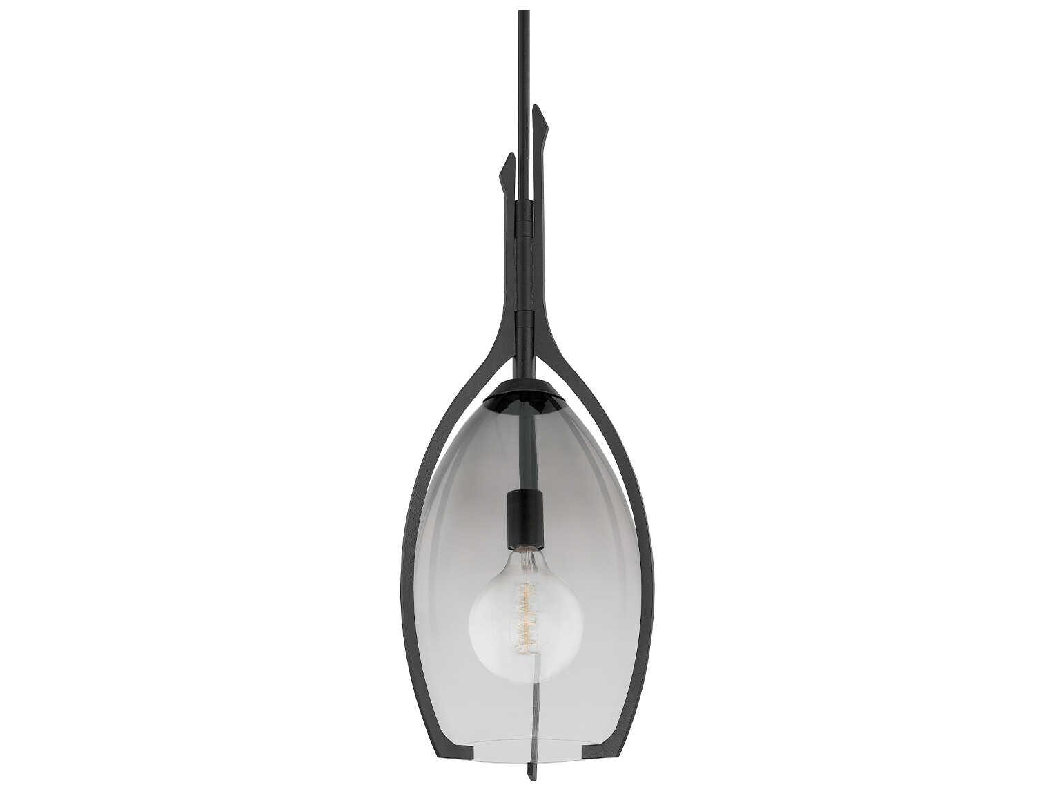 Troy Lighting Pacifica 1-Light Forged Iron Black Glass Pendant